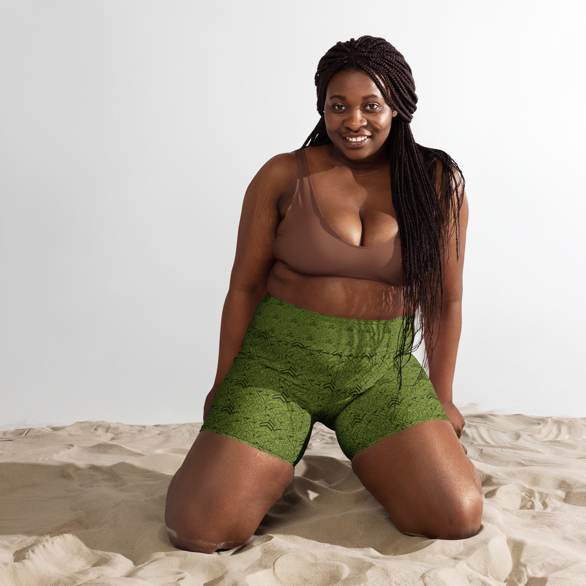 Velvet Olive Green Yoga Shorts | GearBunch