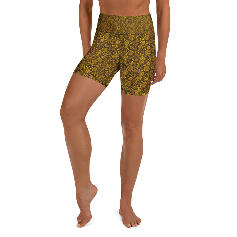 Gustav Klimt Floral Yoga Shorts | GearBunch