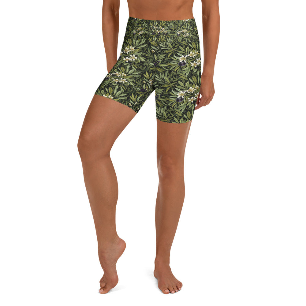 Olive Branch Botanical Yoga Shorts | GearBunch