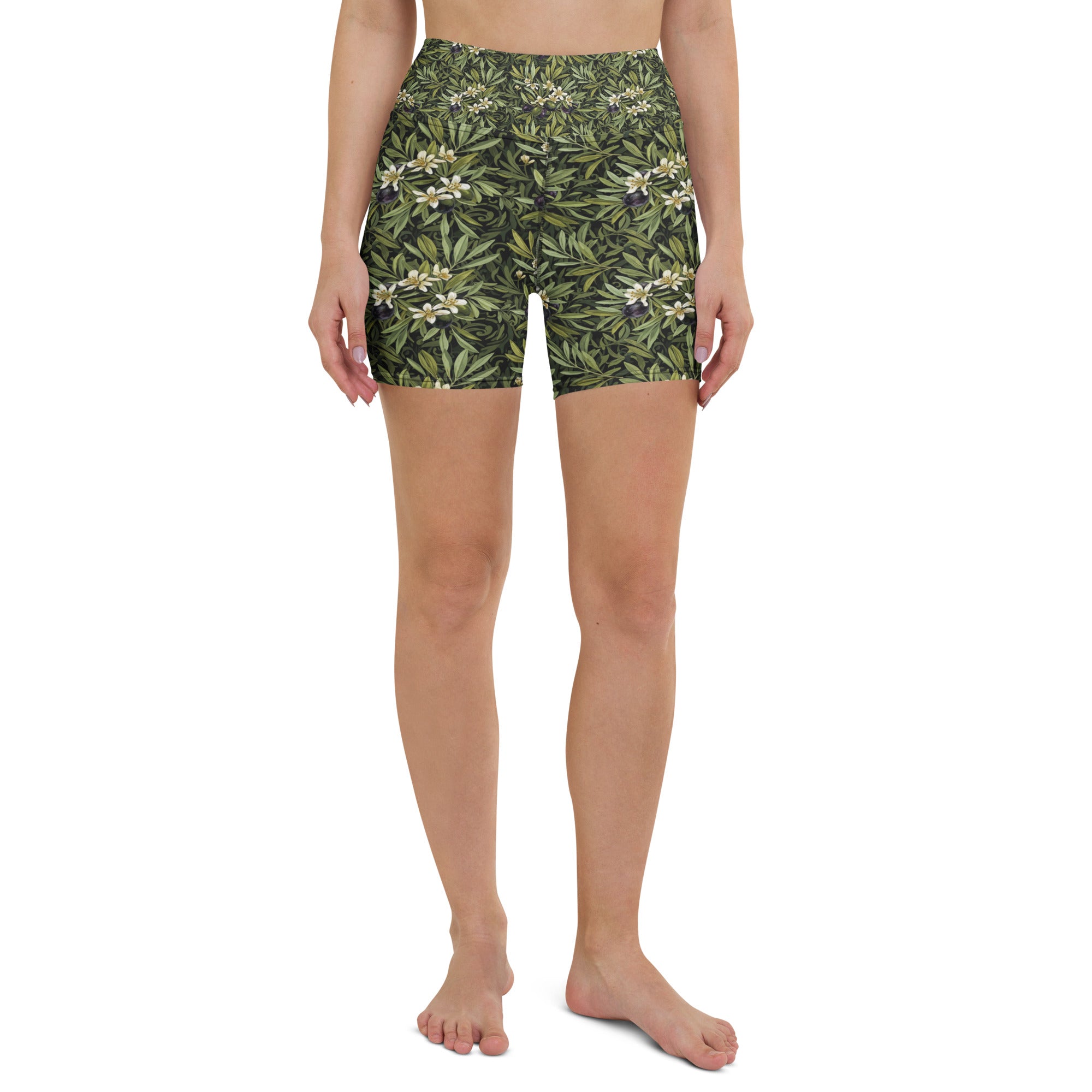Olive Branch Botanical Yoga Shorts | GearBunch