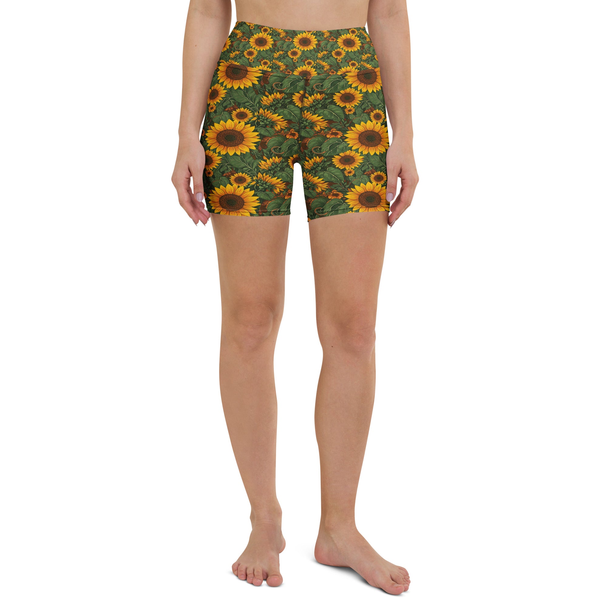 Sunflower Cross Yoga Shorts | GearBunch