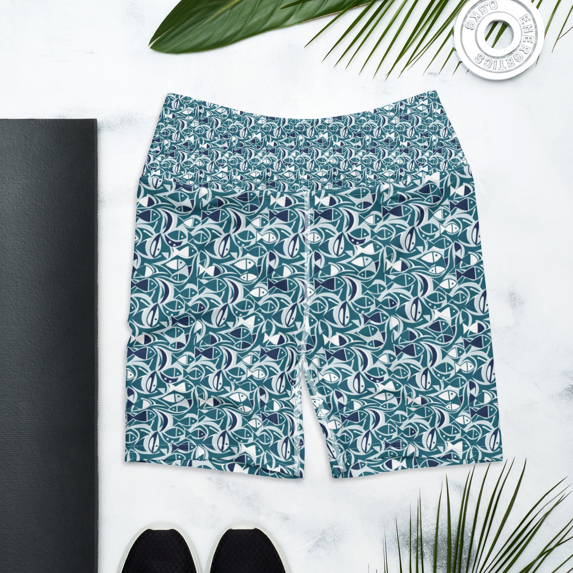 Ichthys Fish and Waves Yoga Shorts | GearBunch