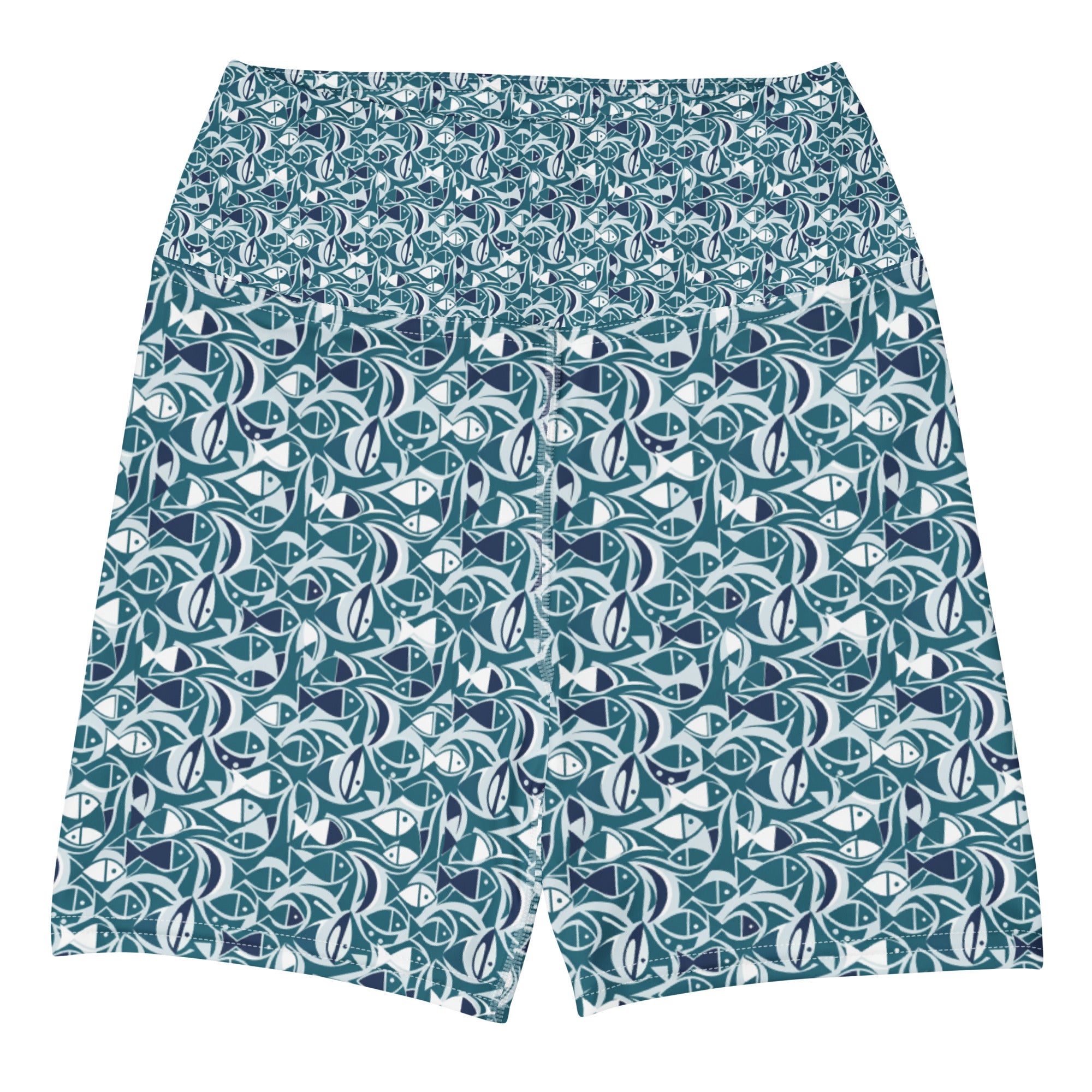 Ichthys Fish and Waves Yoga Shorts | GearBunch