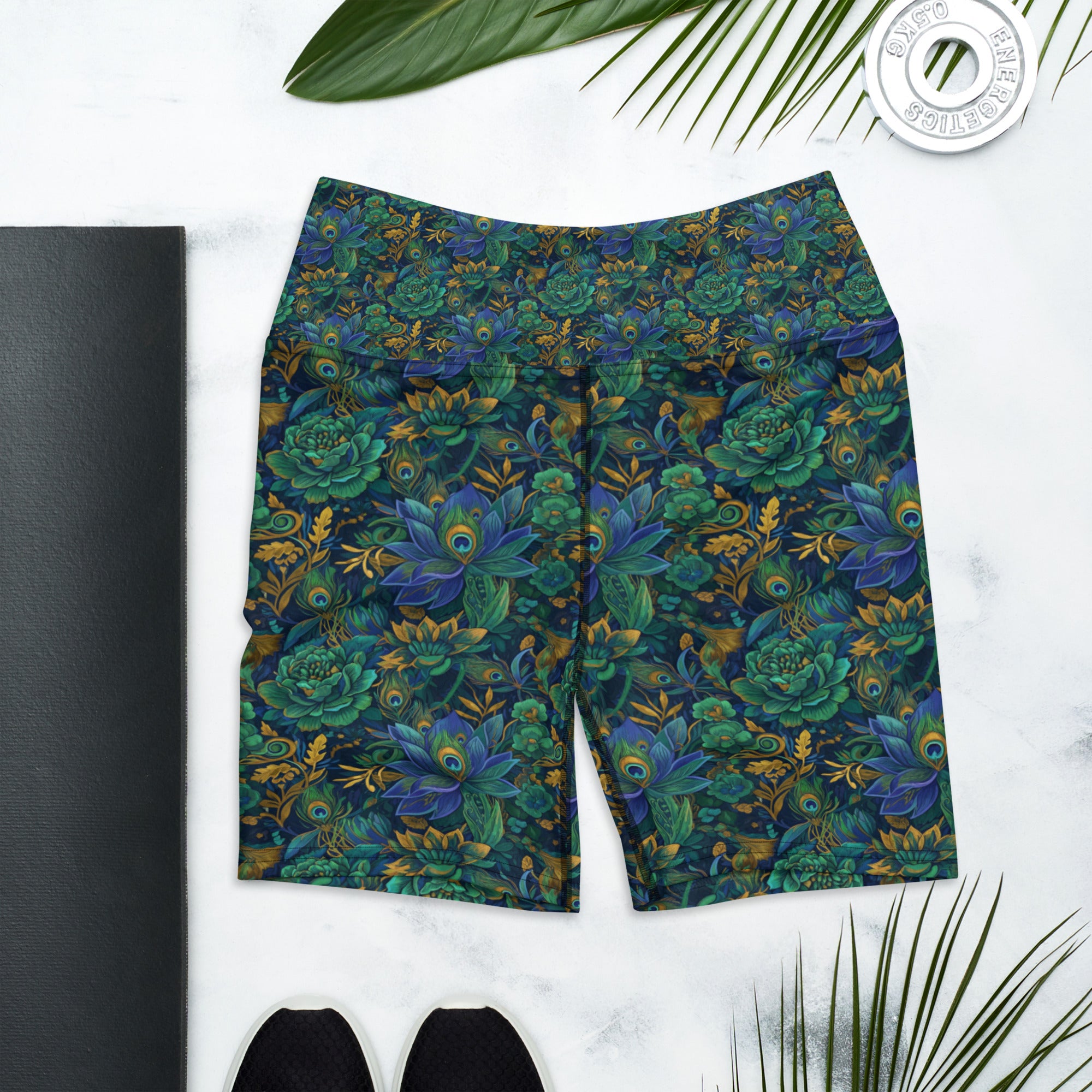 Peacock Feathers Splendour Yoga Shorts | GearBunch