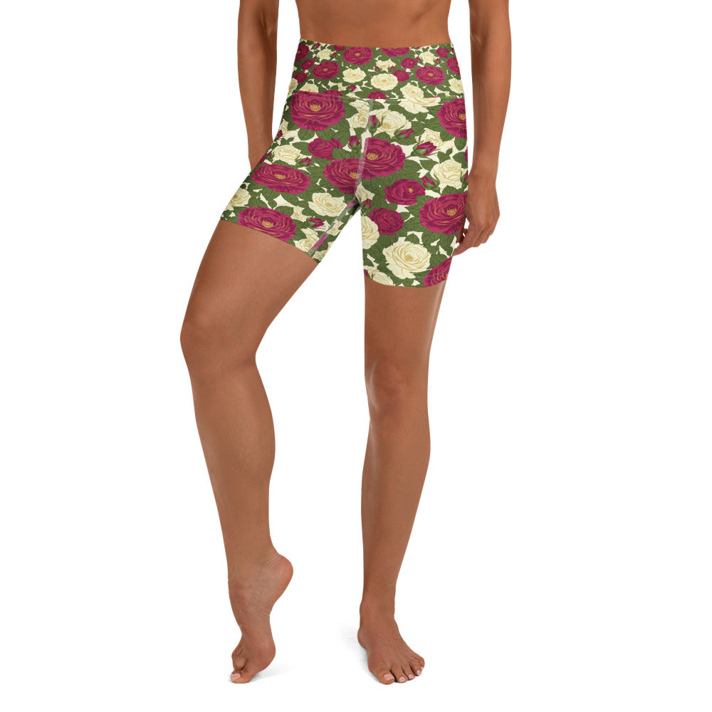 Taurus Rose Botanical Yoga Shorts | GearBunch