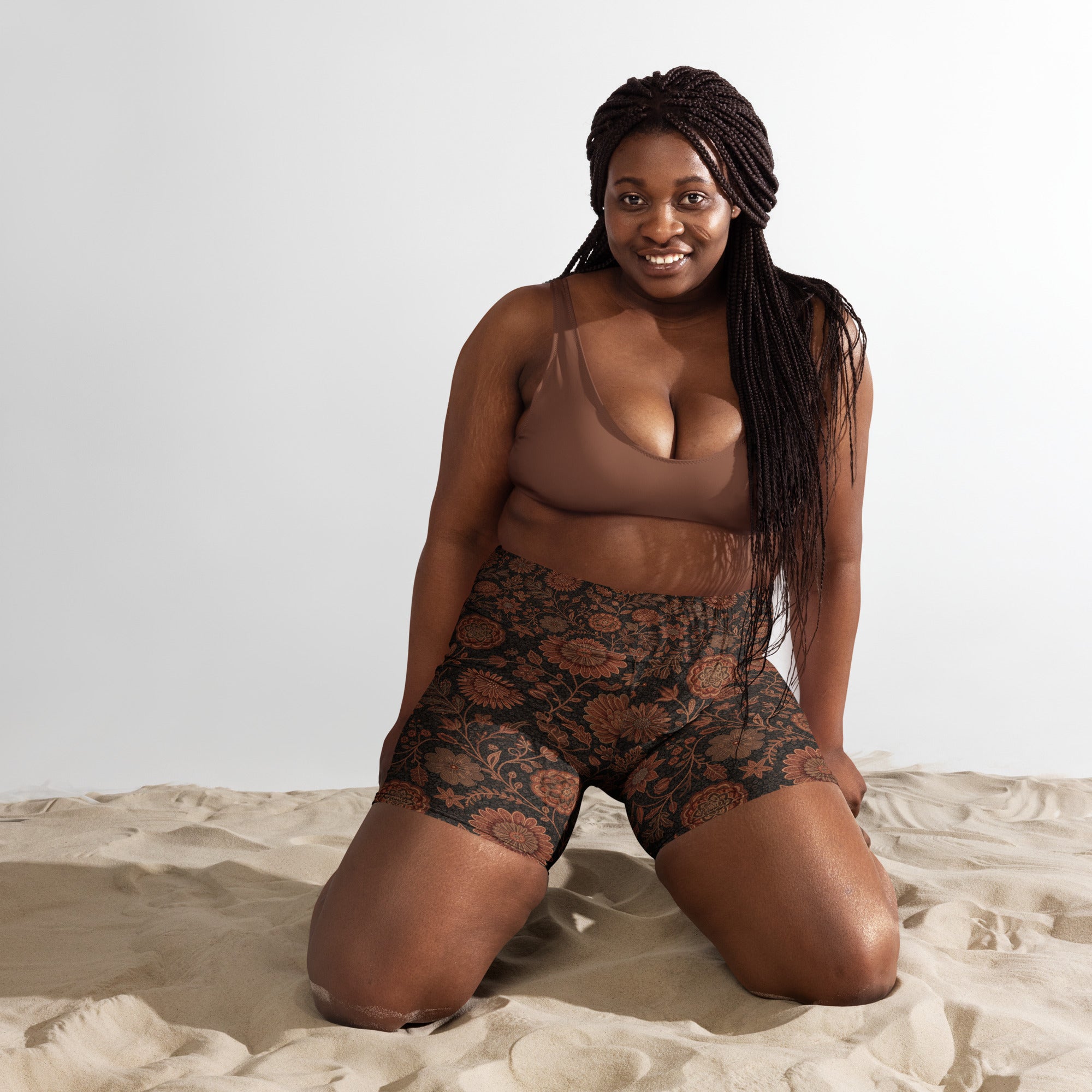 Copper Paillette Baroque Yoga Shorts | GearBunch
