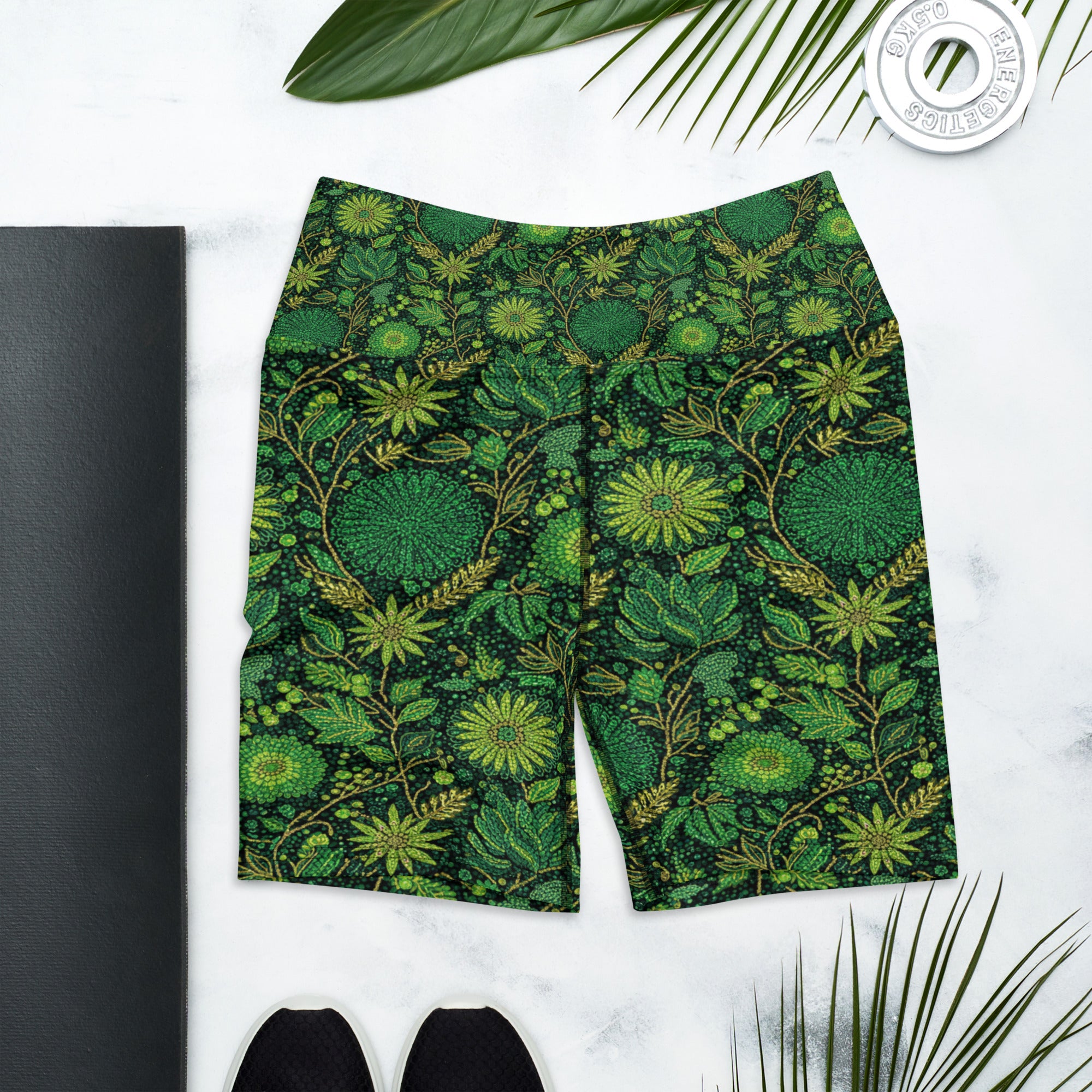 Emerald Paillette Jungle Yoga Shorts | GearBunch