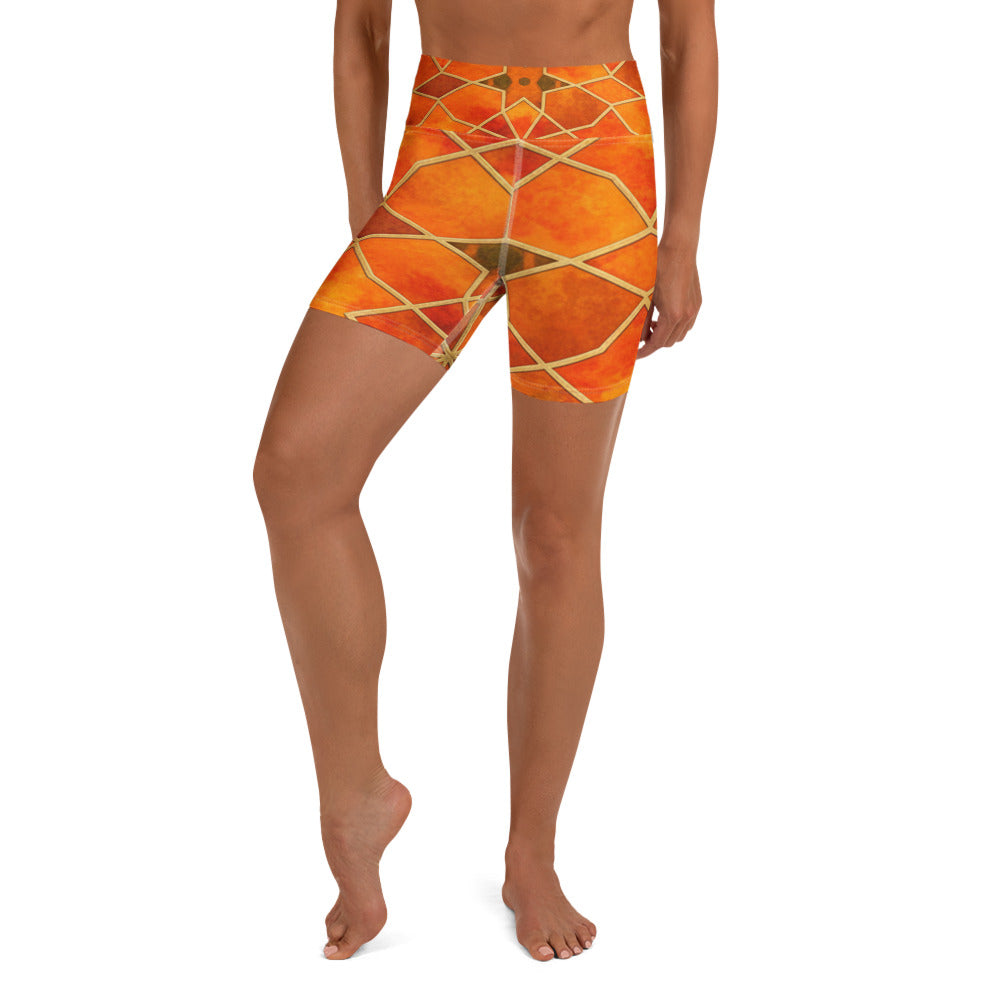 Arabic Watercolour Autumn Spice Yoga Shorts | GearBunch