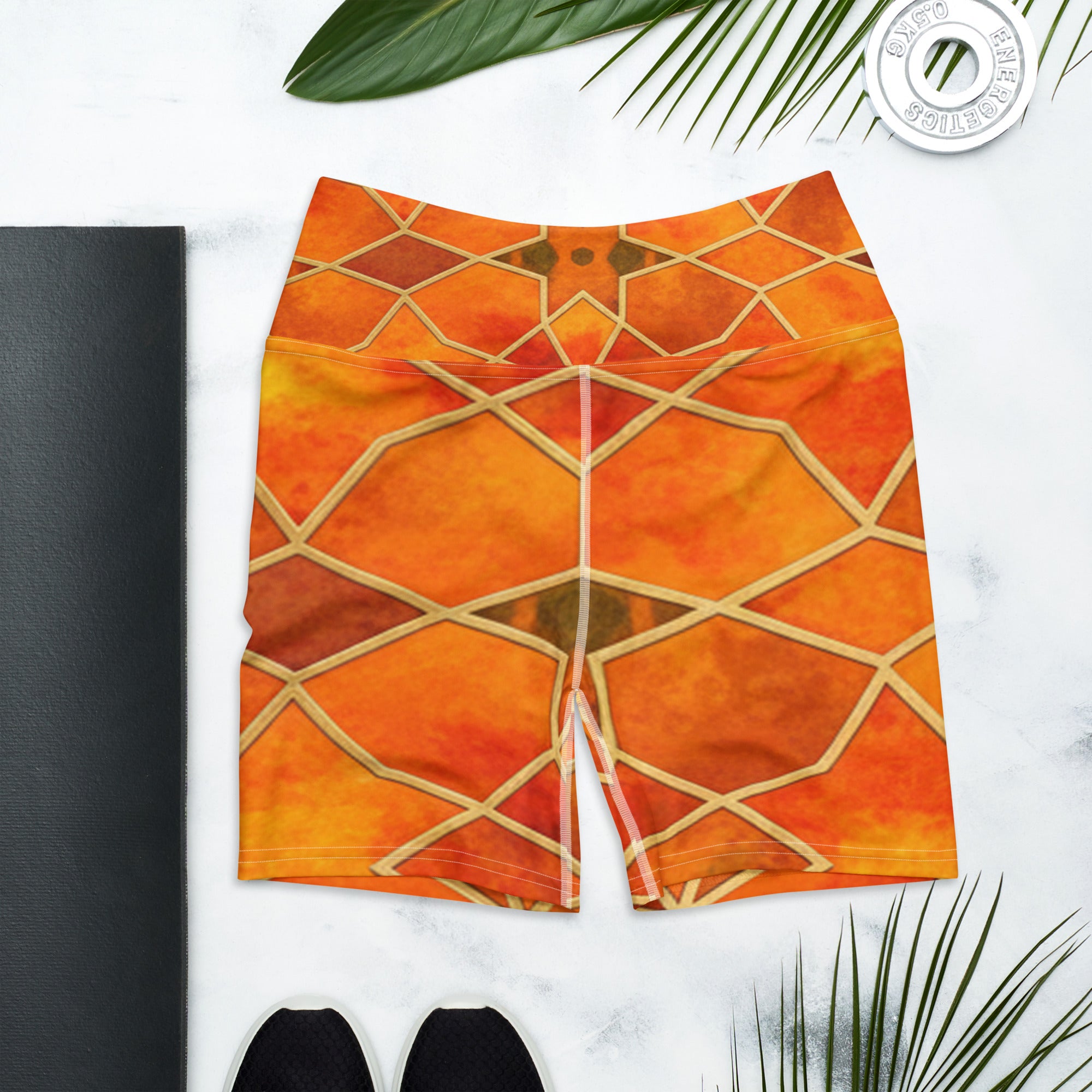 Arabic Watercolour Autumn Spice Yoga Shorts | GearBunch