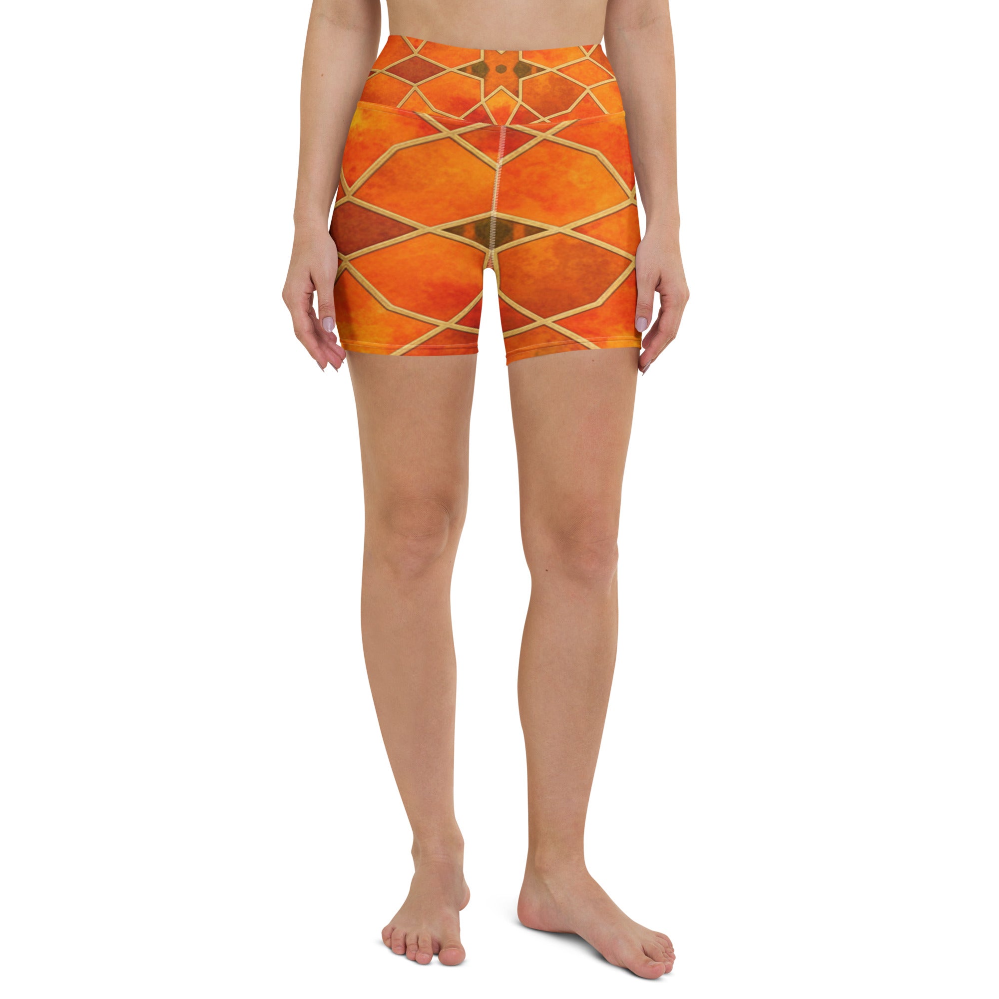 Arabic Watercolour Autumn Spice Yoga Shorts | GearBunch