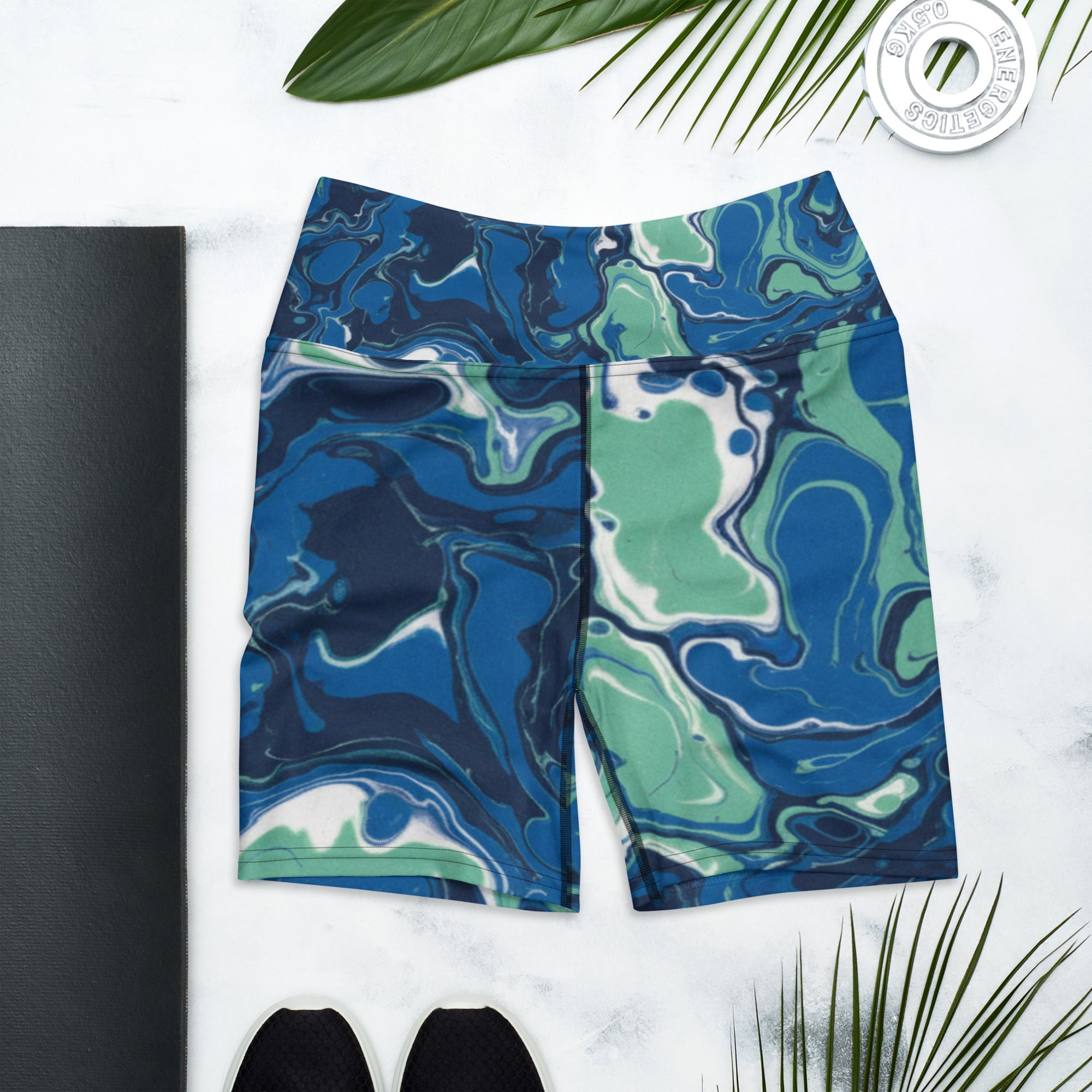 Liquid Marble Ocean Current Yoga Shorts | GearBunch