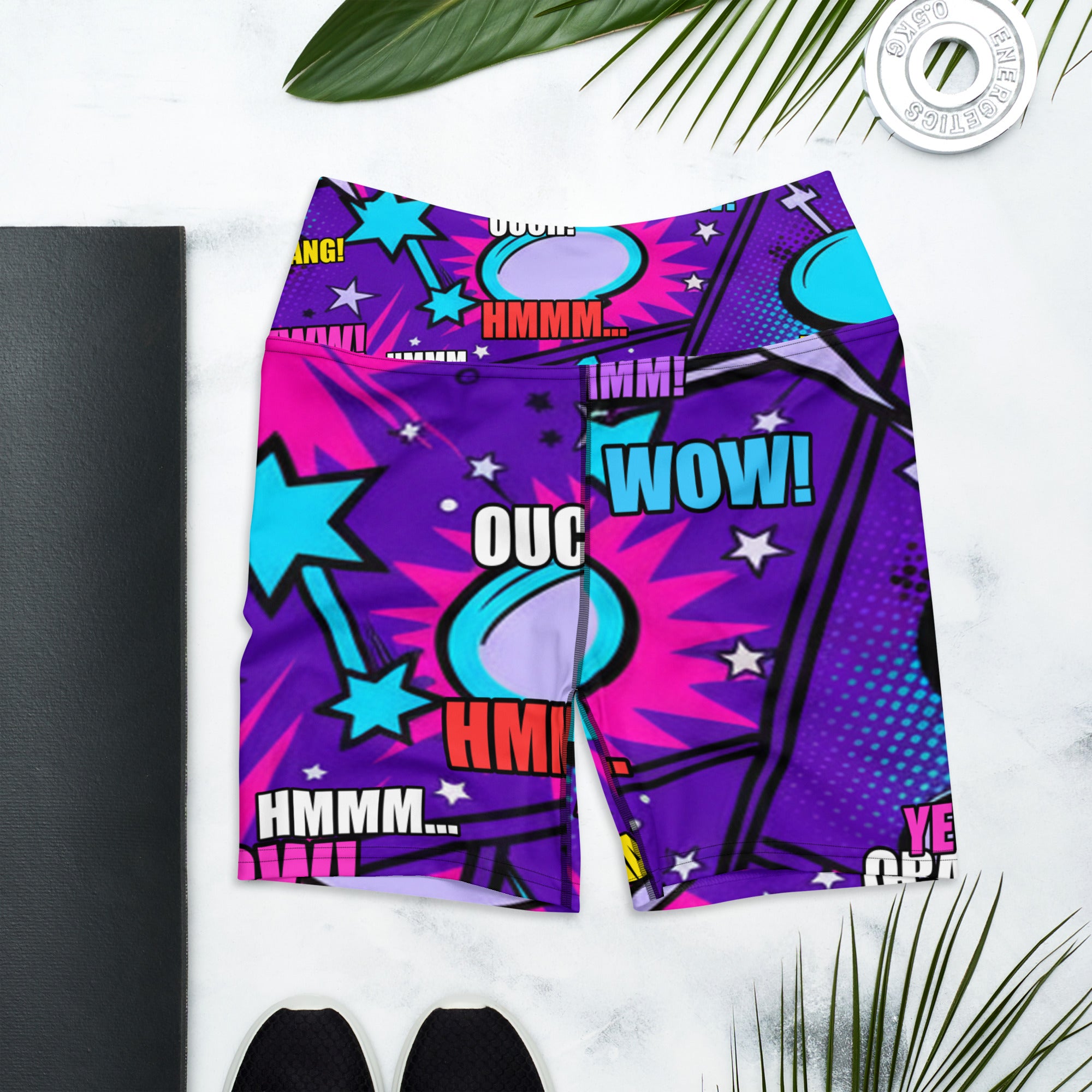 Comic Pop Galaxy Purple Yoga Shorts | GearBunch