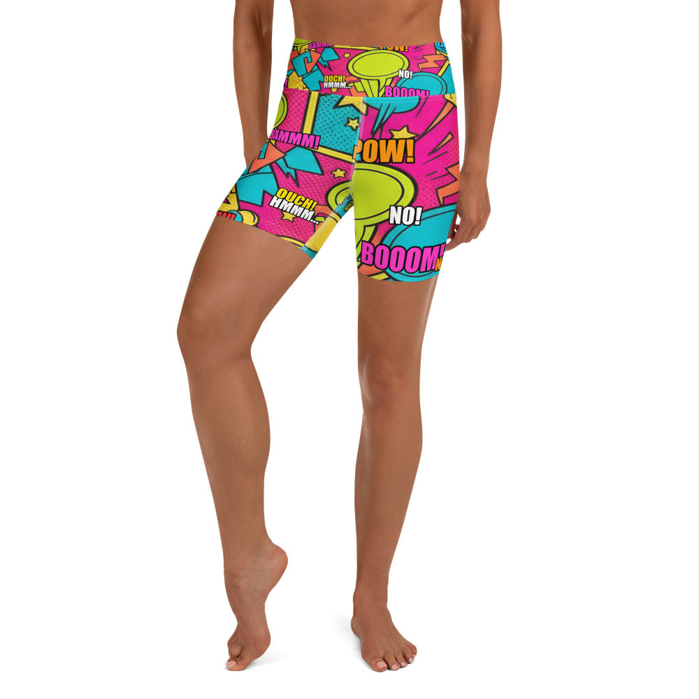 Comic Pop Tropical Yoga Shorts | GearBunch