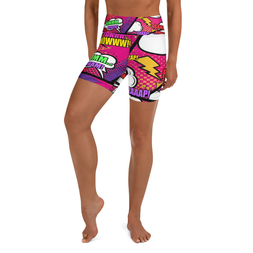 Comic Strip Girl Power Yoga Shorts | GearBunch