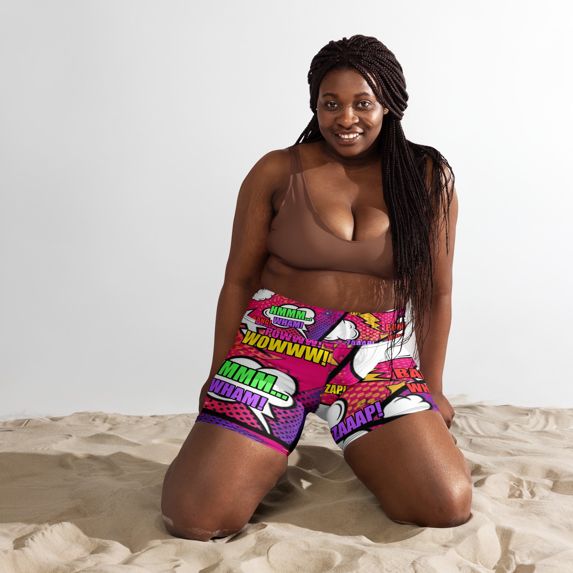 Comic Strip Girl Power Yoga Shorts | GearBunch