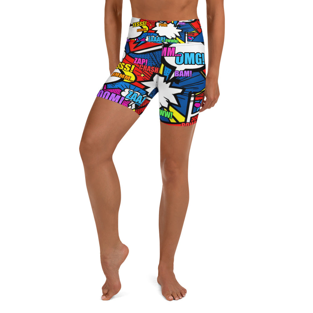 Comic Strip Ninja Night Yoga Shorts | GearBunch