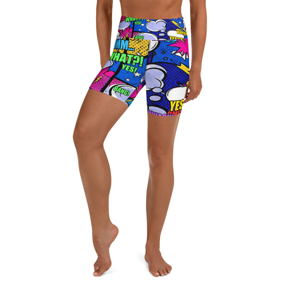 Comic Strip Cosmic Boom Yoga Shorts | GearBunch