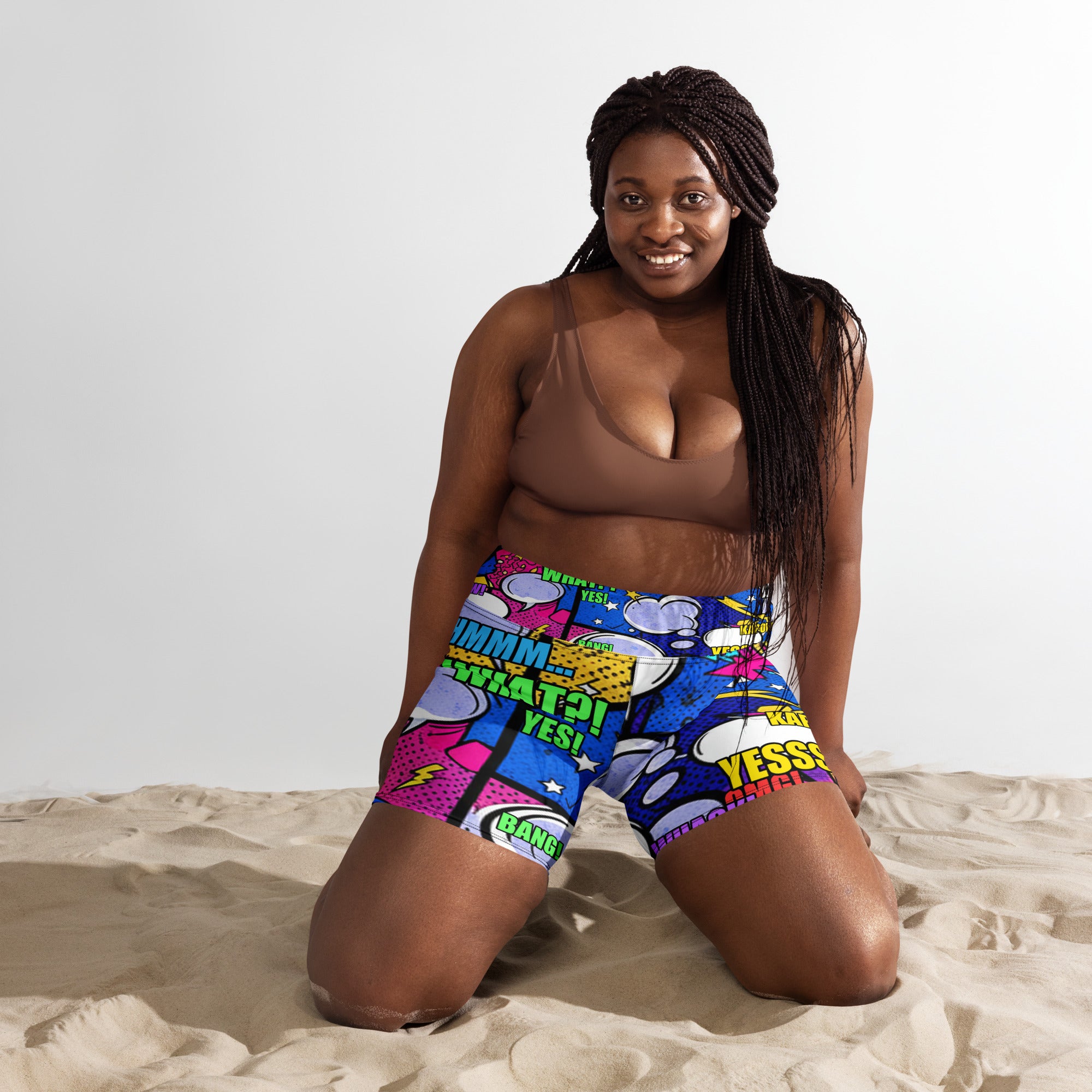 Comic Strip Cosmic Boom Yoga Shorts | GearBunch