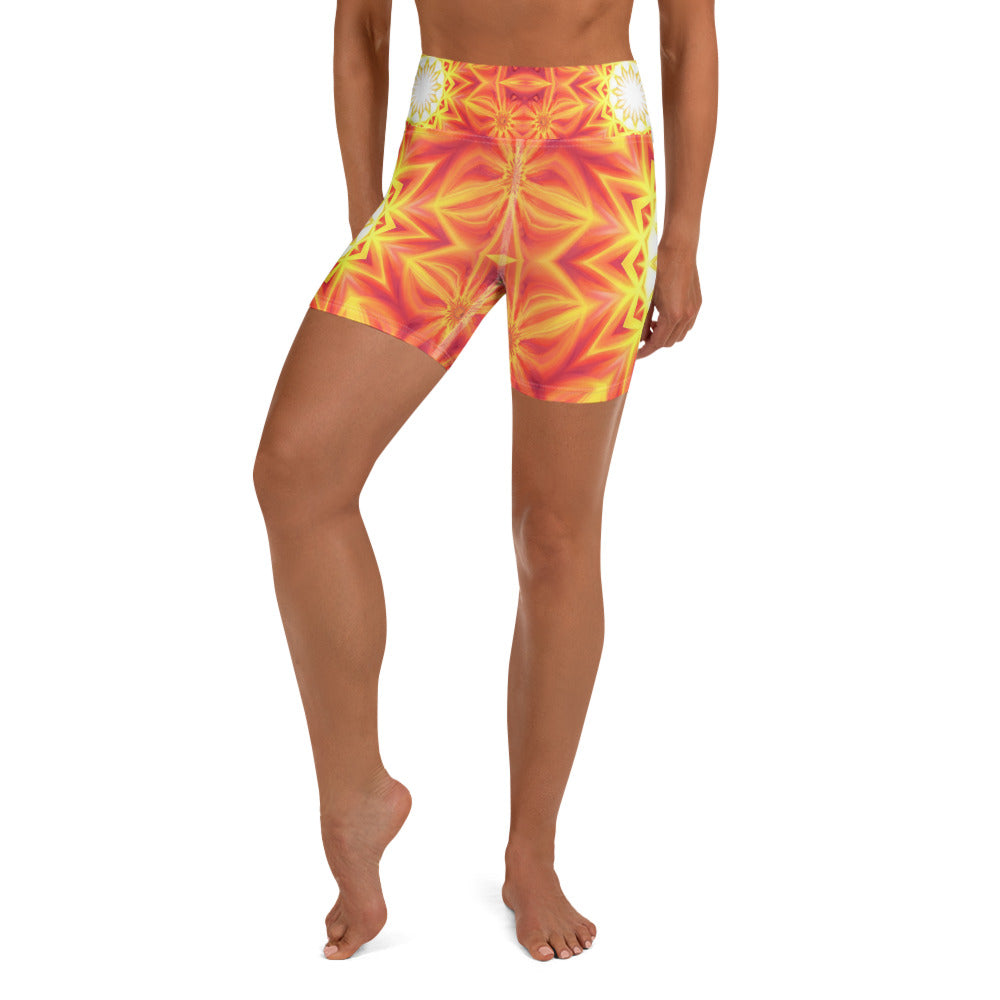 Psychedelic Solar Flare Yoga Shorts | GearBunch