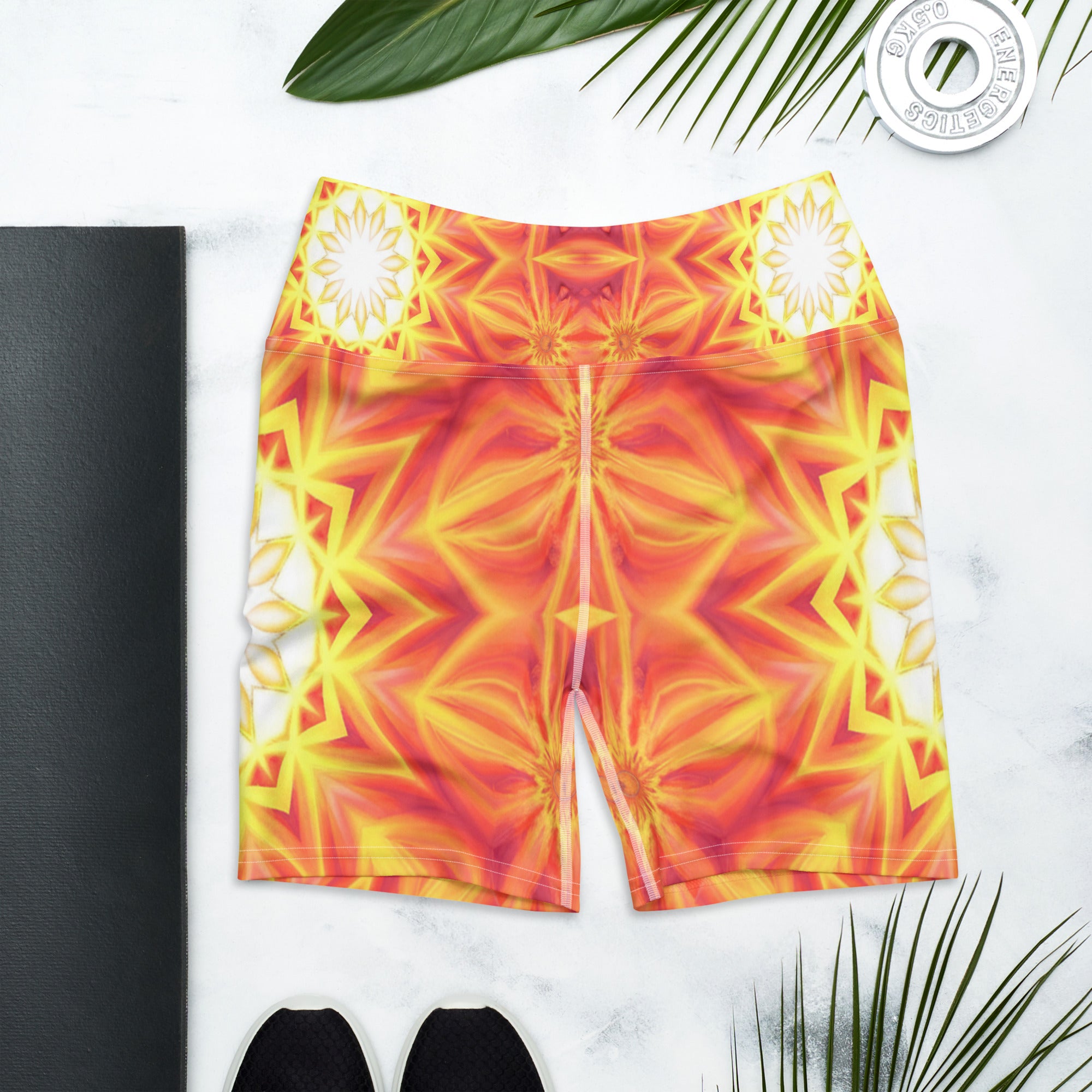 Psychedelic Solar Flare Yoga Shorts | GearBunch