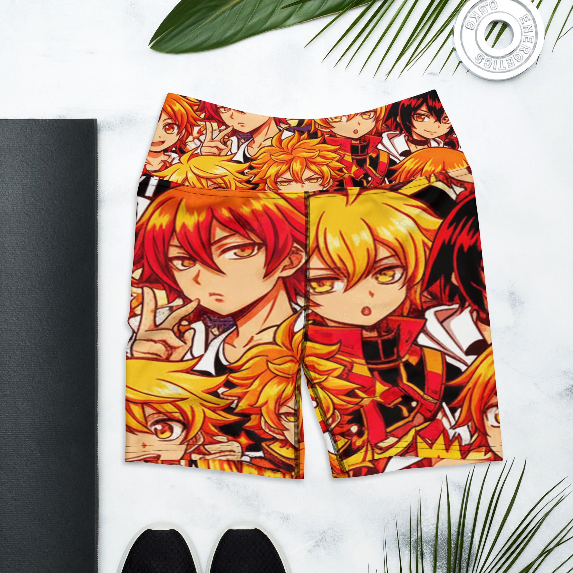 Anime Collage Fire Spirit Yoga Shorts | GearBunch