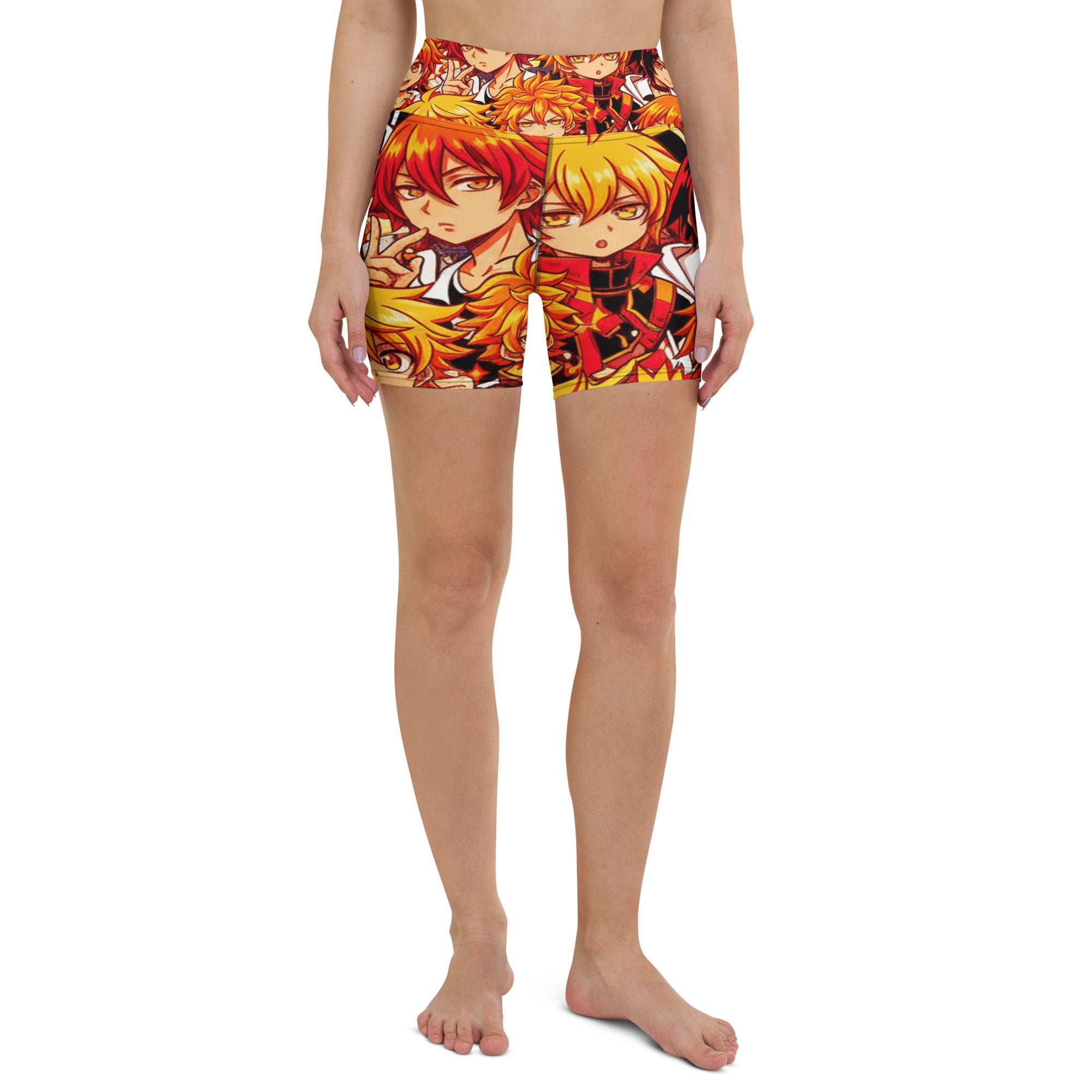 Anime Collage Fire Spirit Yoga Shorts | GearBunch