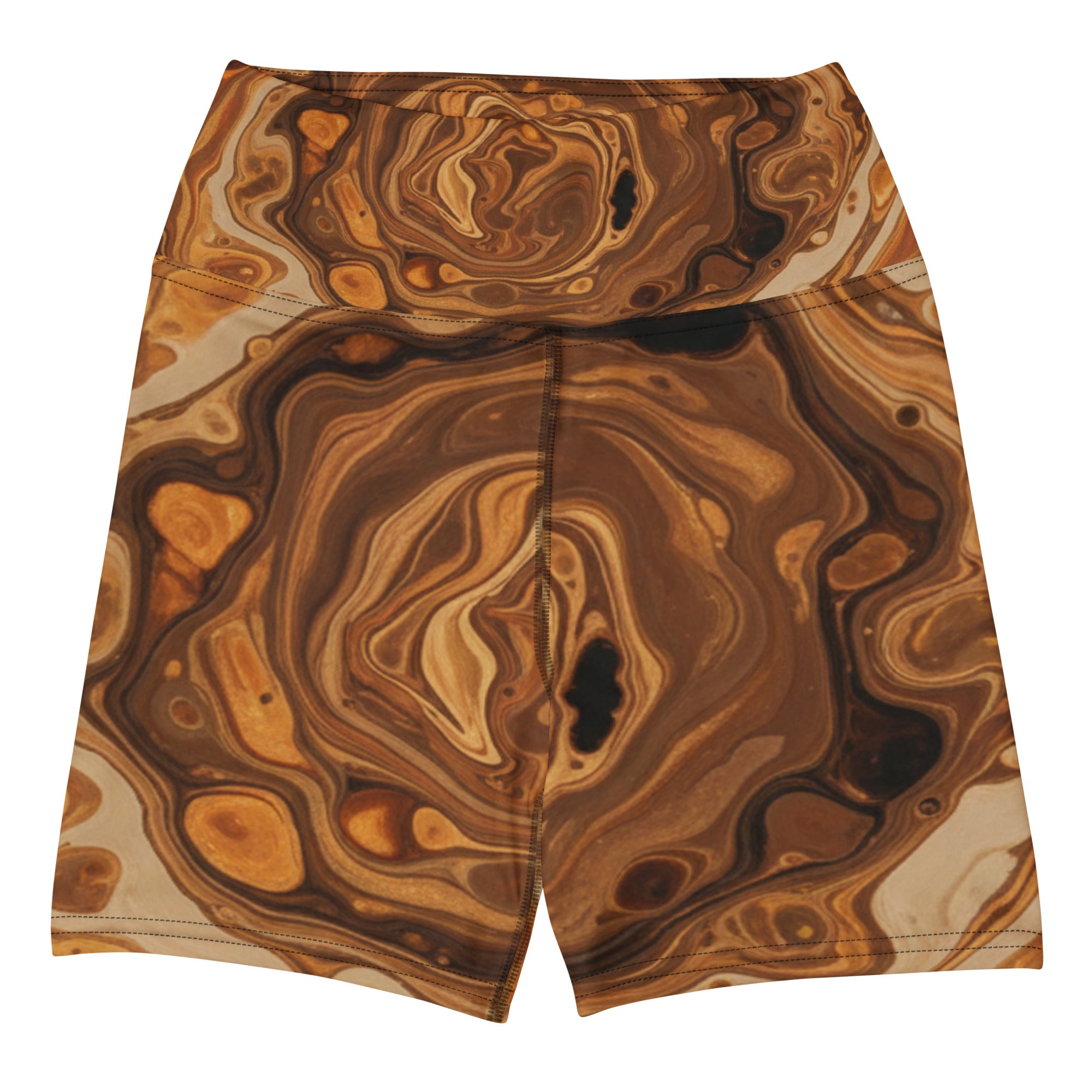 Liquid Marble Earth Agate Yoga Shorts | GearBunch