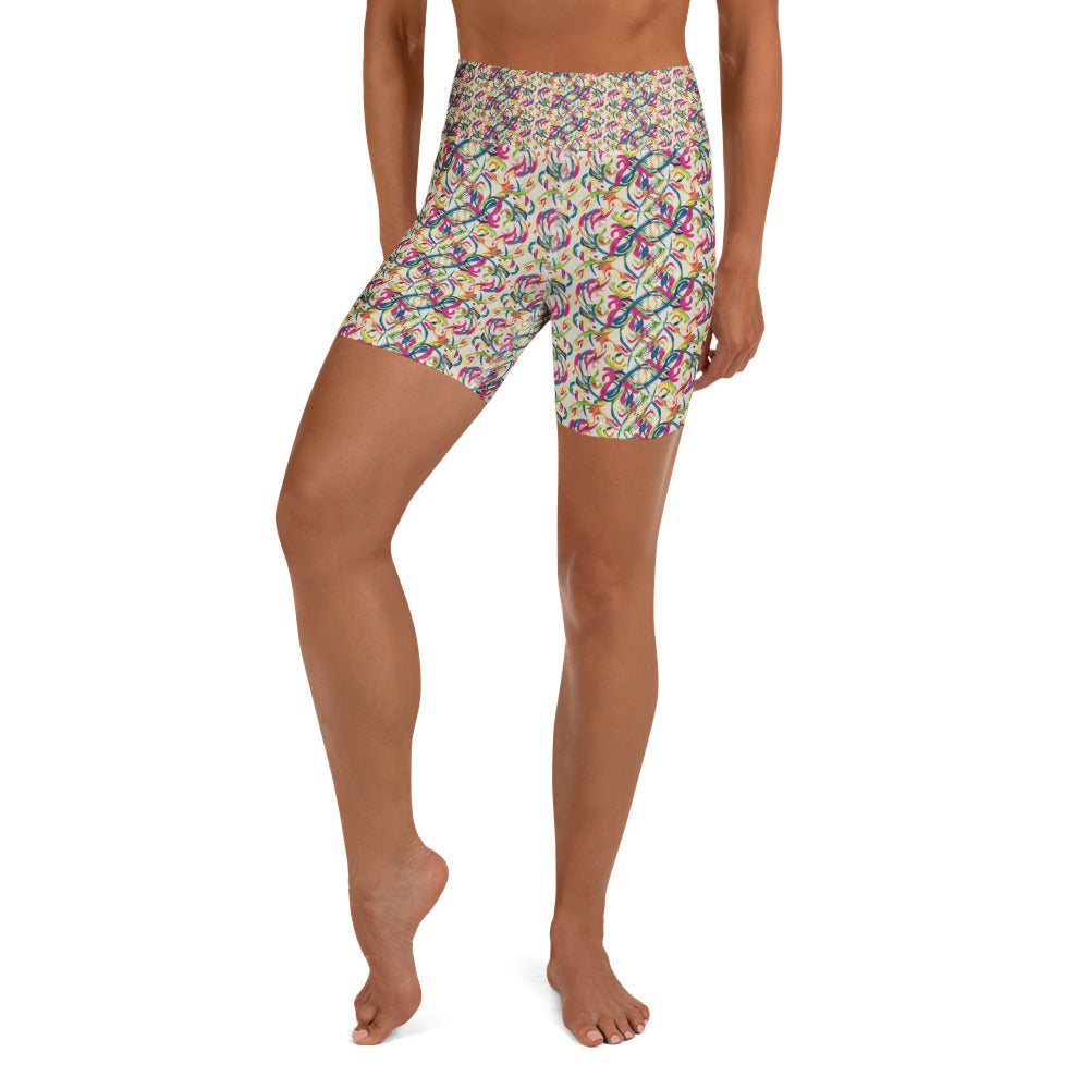 Ciao Bella Script Yoga Shorts | GearBunch