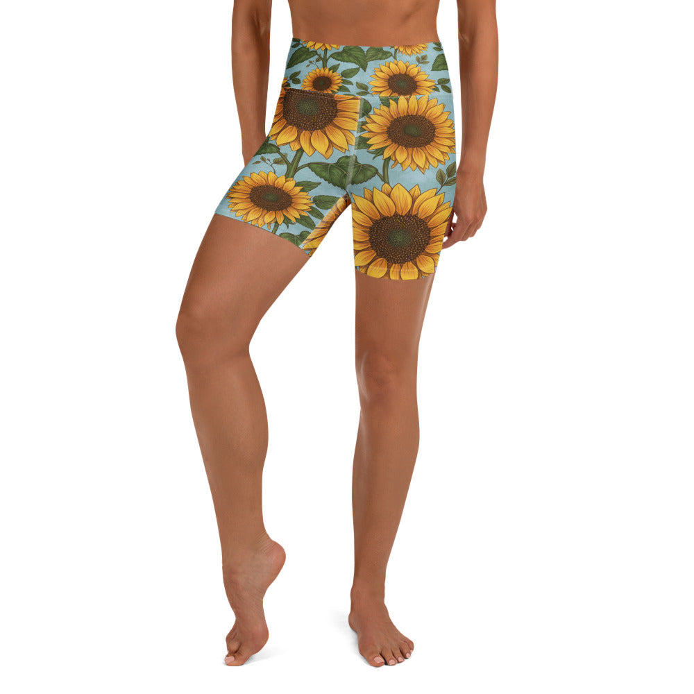 Sunflower Fields Yoga Shorts | GearBunch