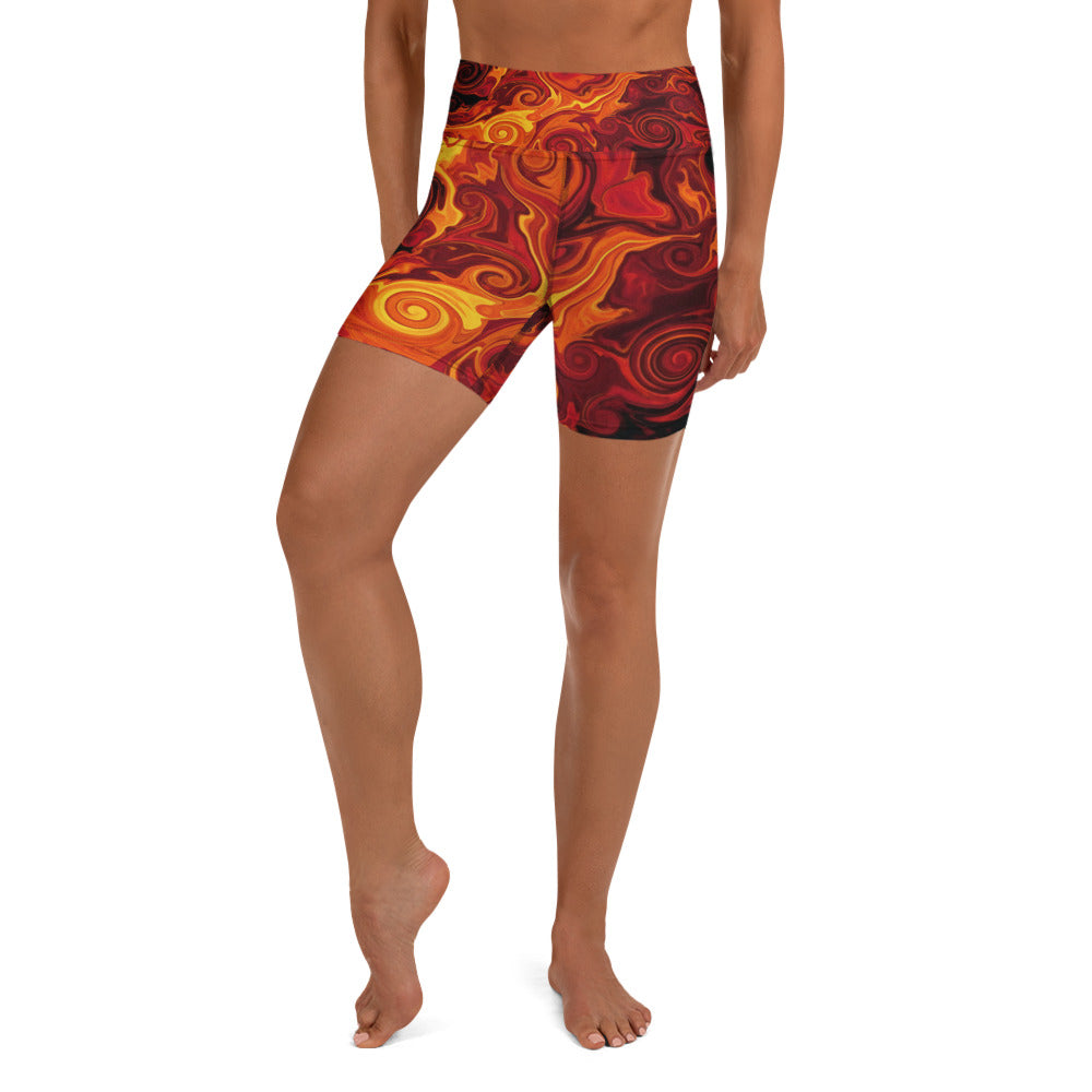 Liquid Marble Lava Flow Yoga Shorts | GearBunch