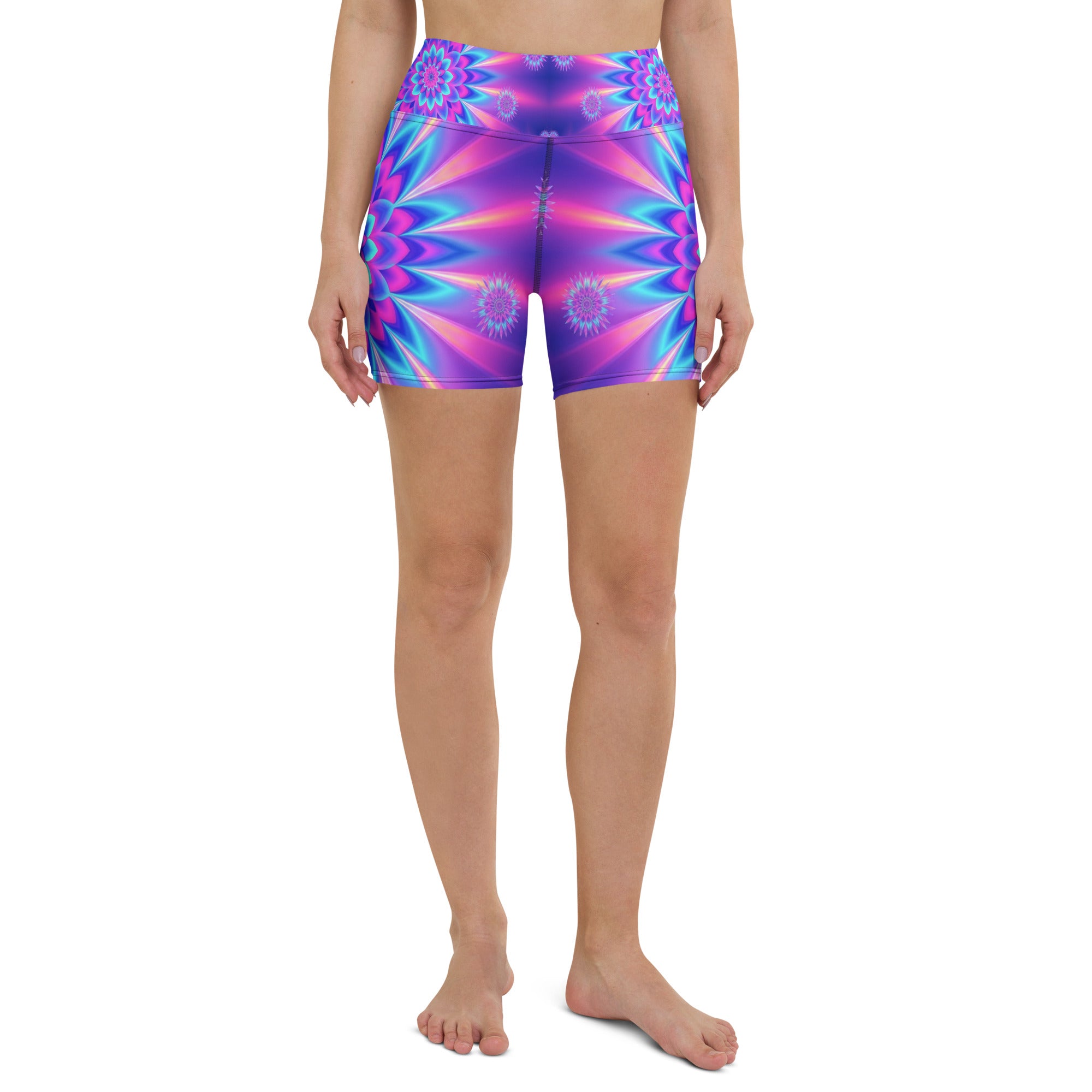 Psychedelic Vaporwave Dream Yoga Shorts | GearBunch