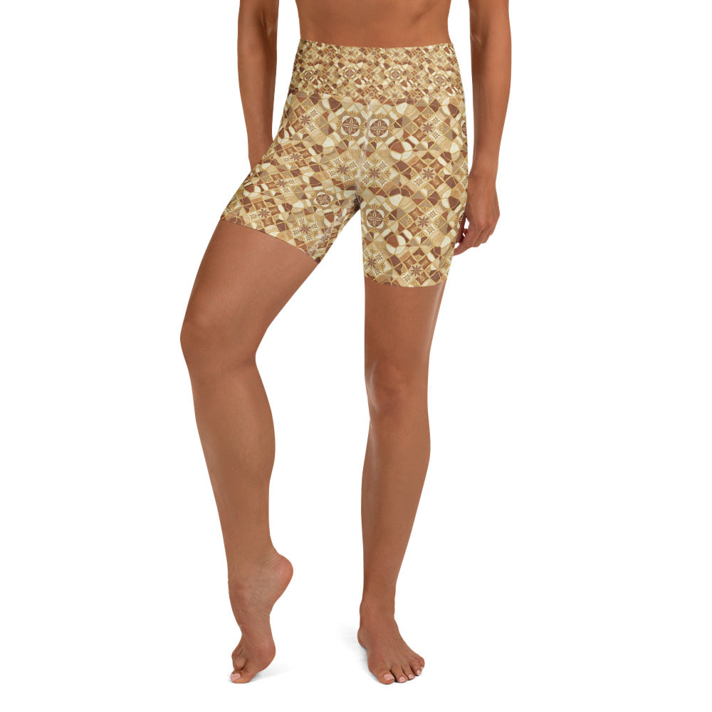 Jerusalem Stone Mosaic Yoga Shorts | GearBunch