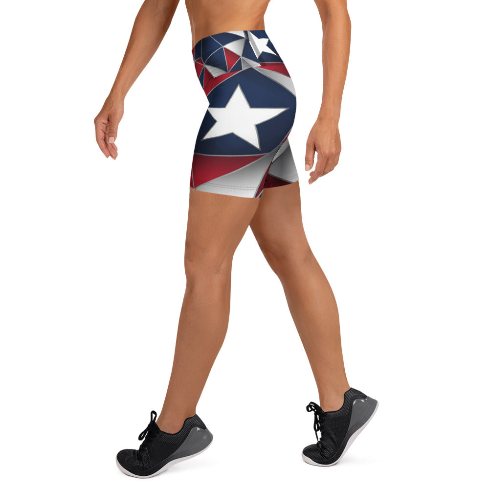 Geometric Flag Prism Yoga Shorts | GearBunch
