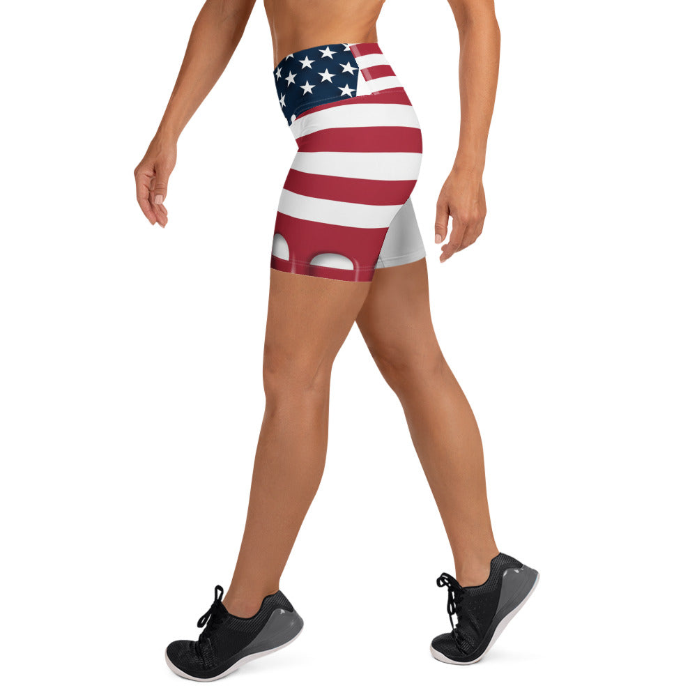 Stars and Stripes Drip Yoga Shorts | GearBunch