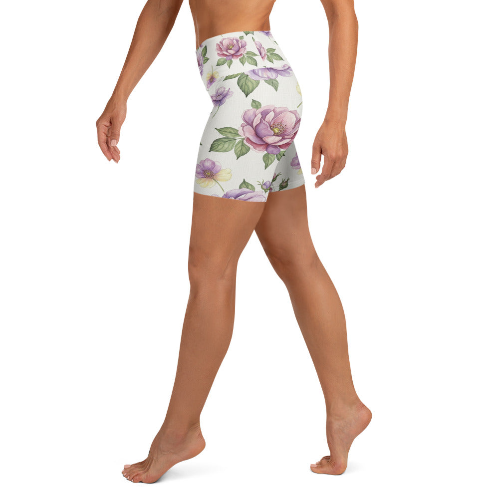 Watercolour Wildflowers Yoga Shorts | GearBunch