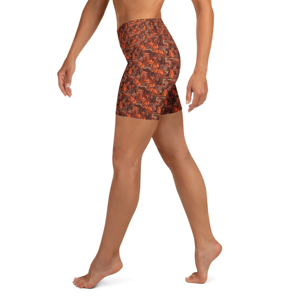Broken Desert Landscape Yoga Shorts | GearBunch