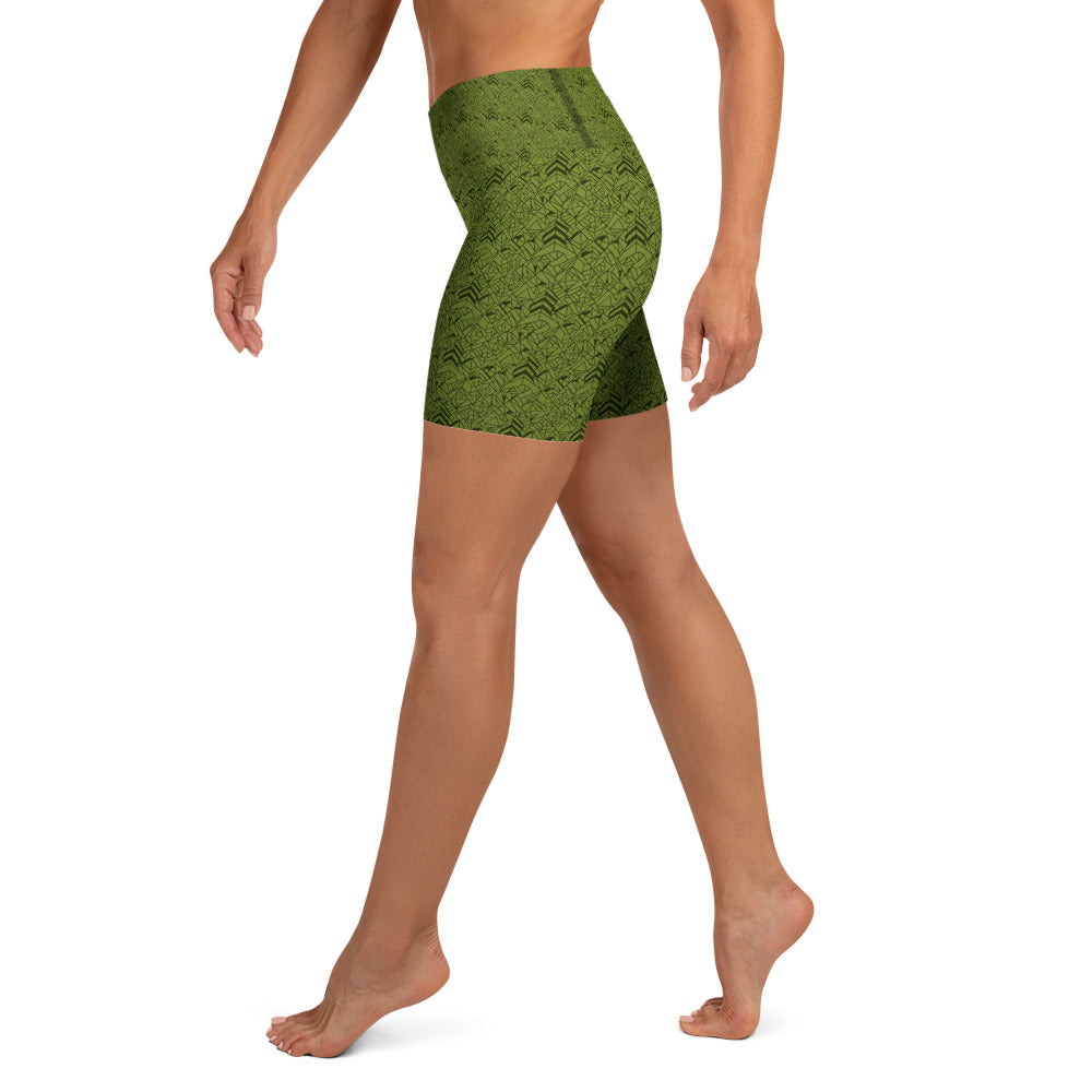 Velvet Olive Green Yoga Shorts | GearBunch
