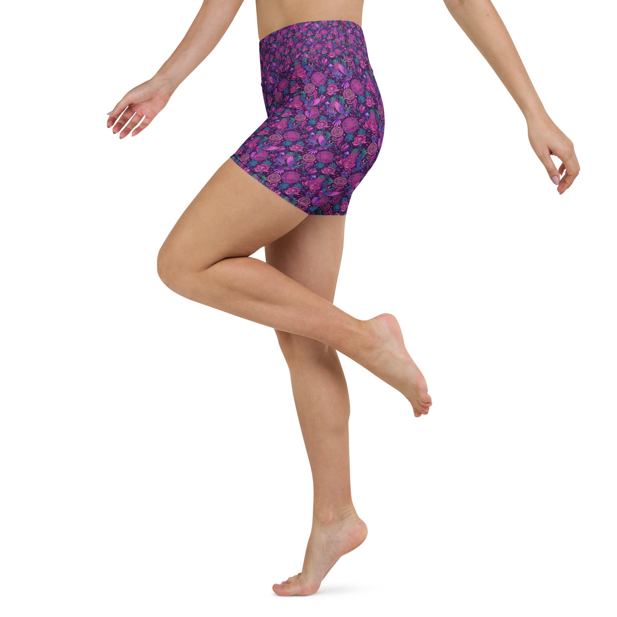 Hummingbird Divination Art Yoga Shorts | GearBunch