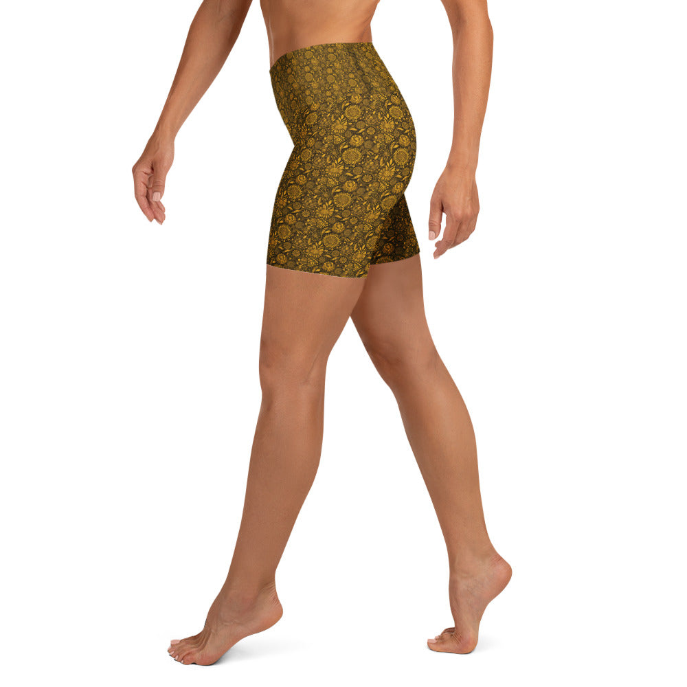 Gustav Klimt Floral Yoga Shorts | GearBunch