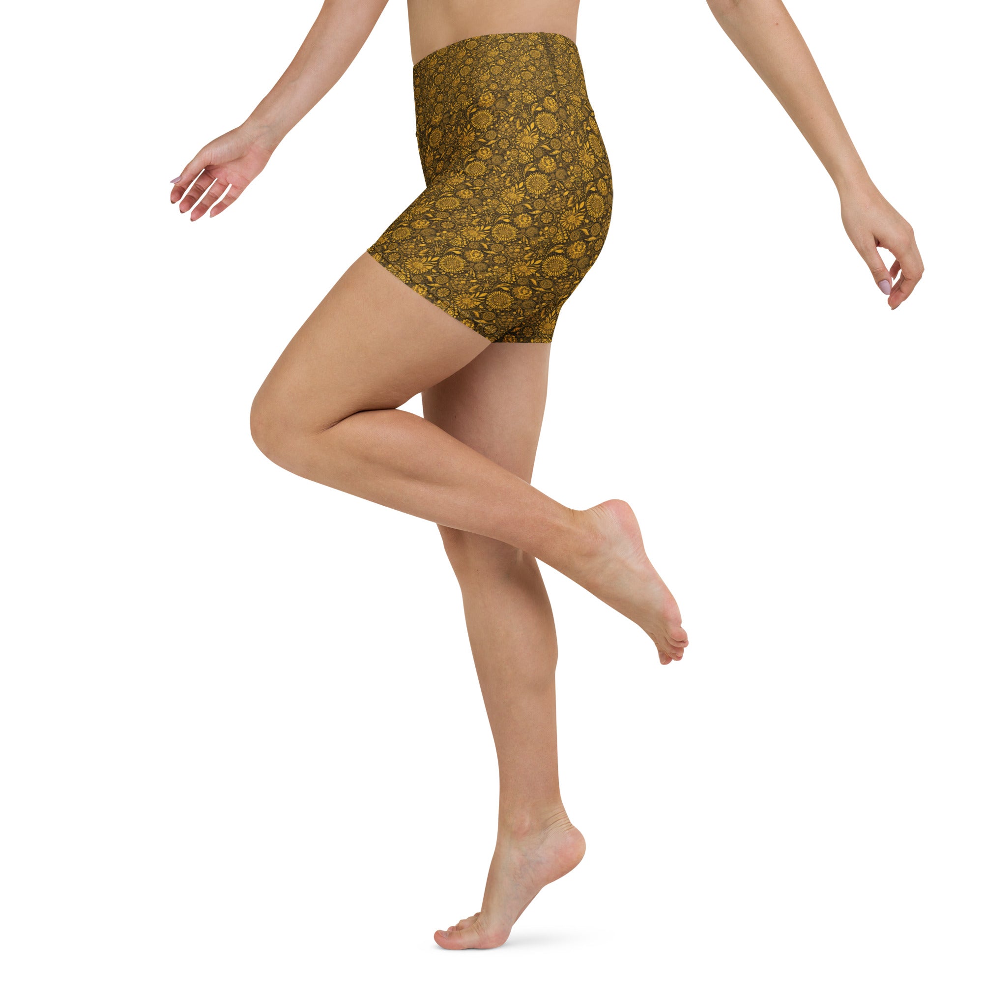 Gustav Klimt Floral Yoga Shorts | GearBunch