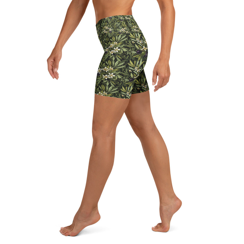 Olive Branch Botanical Yoga Shorts | GearBunch