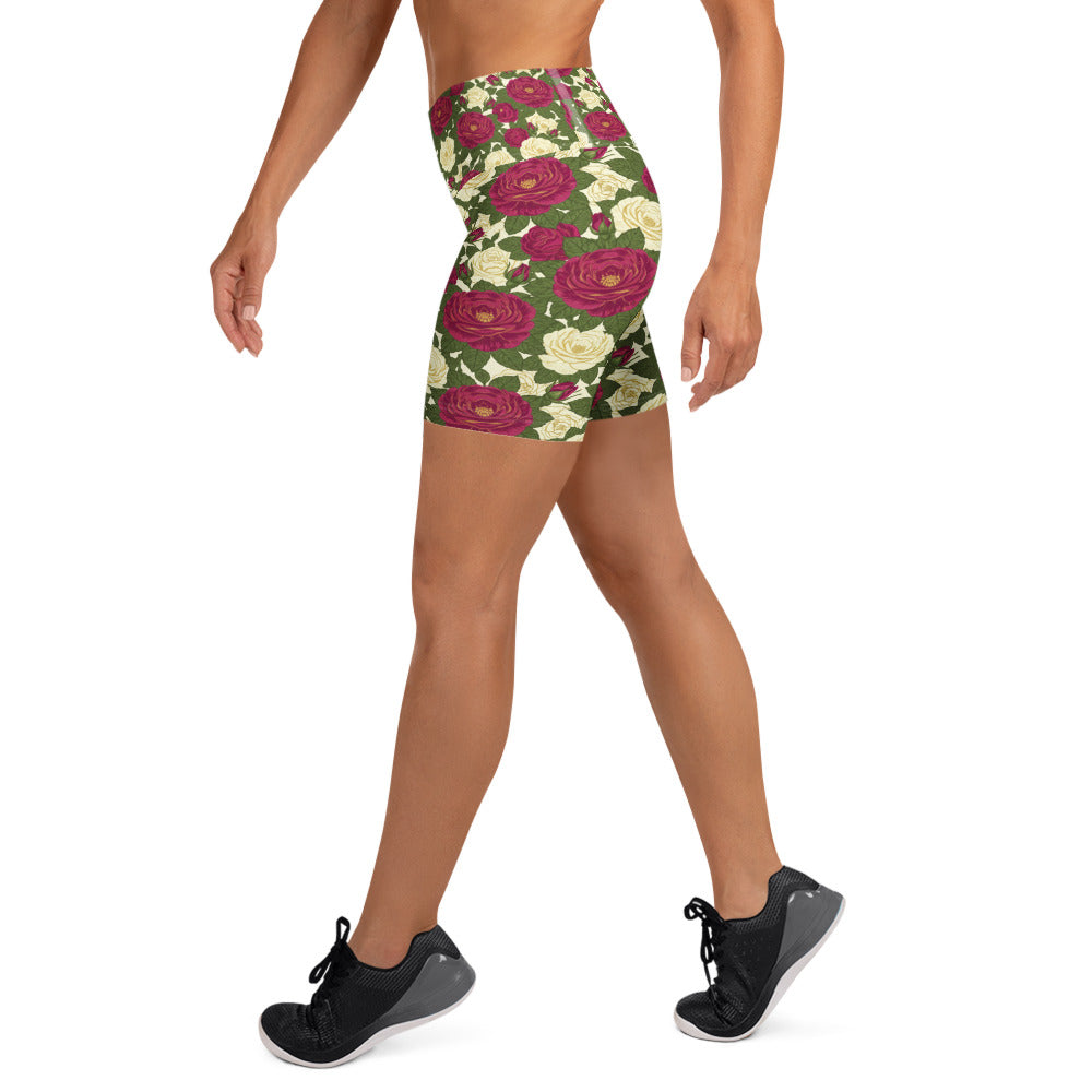 Taurus Rose Botanical Yoga Shorts | GearBunch