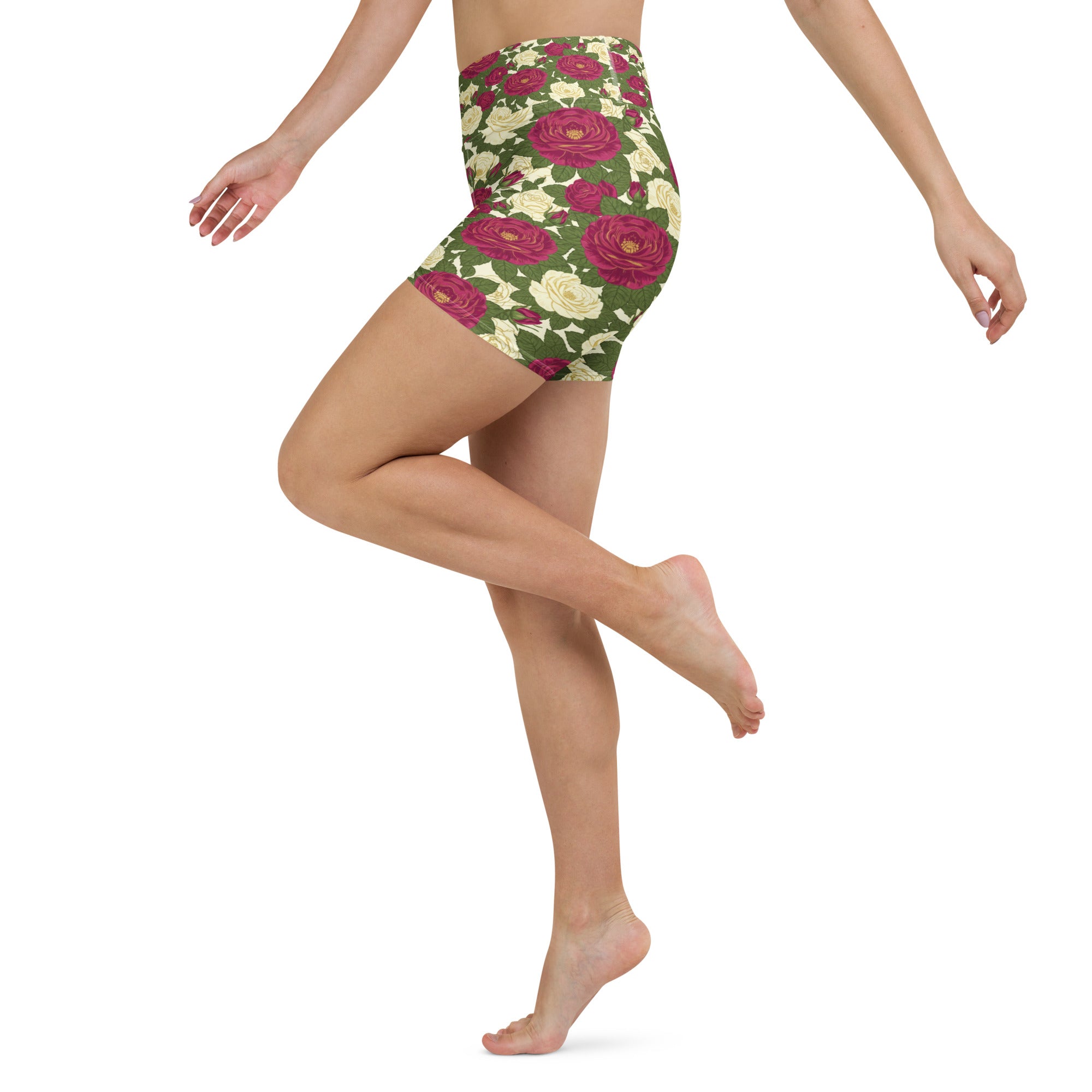 Taurus Rose Botanical Yoga Shorts | GearBunch