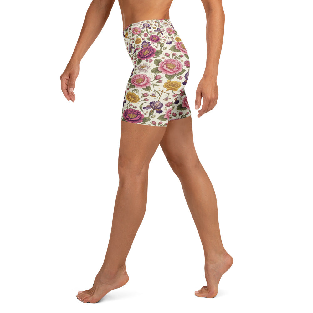 Libra Balance Floral Yoga Shorts | GearBunch