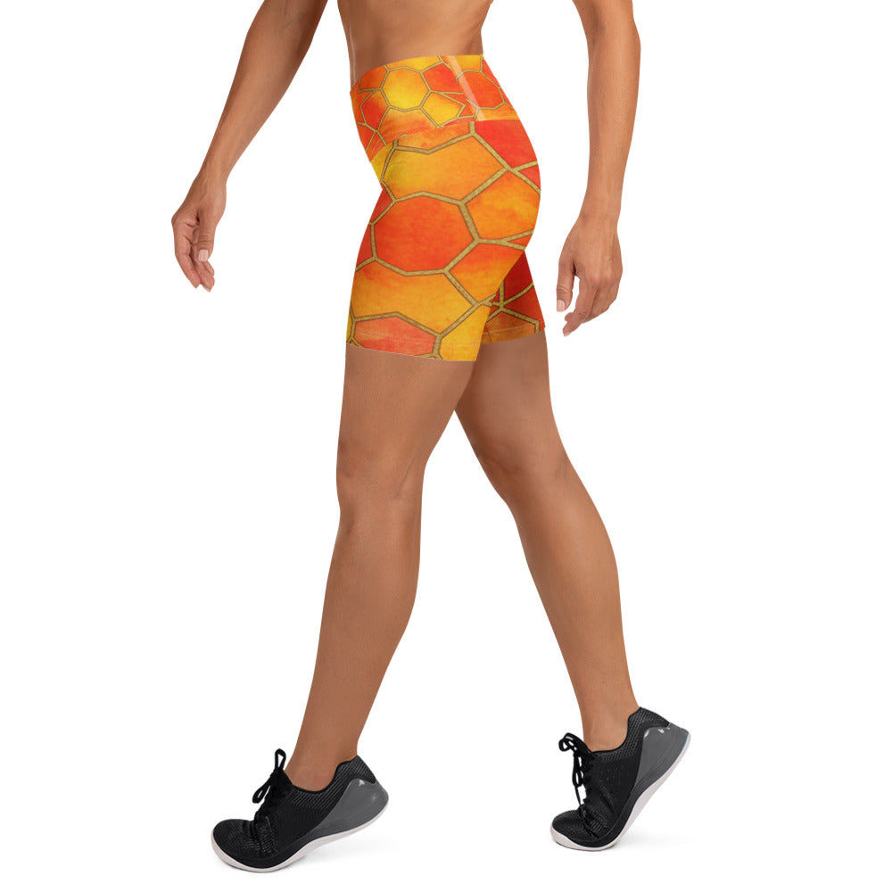 Sunset Blaze Yoga Shorts | GearBunch