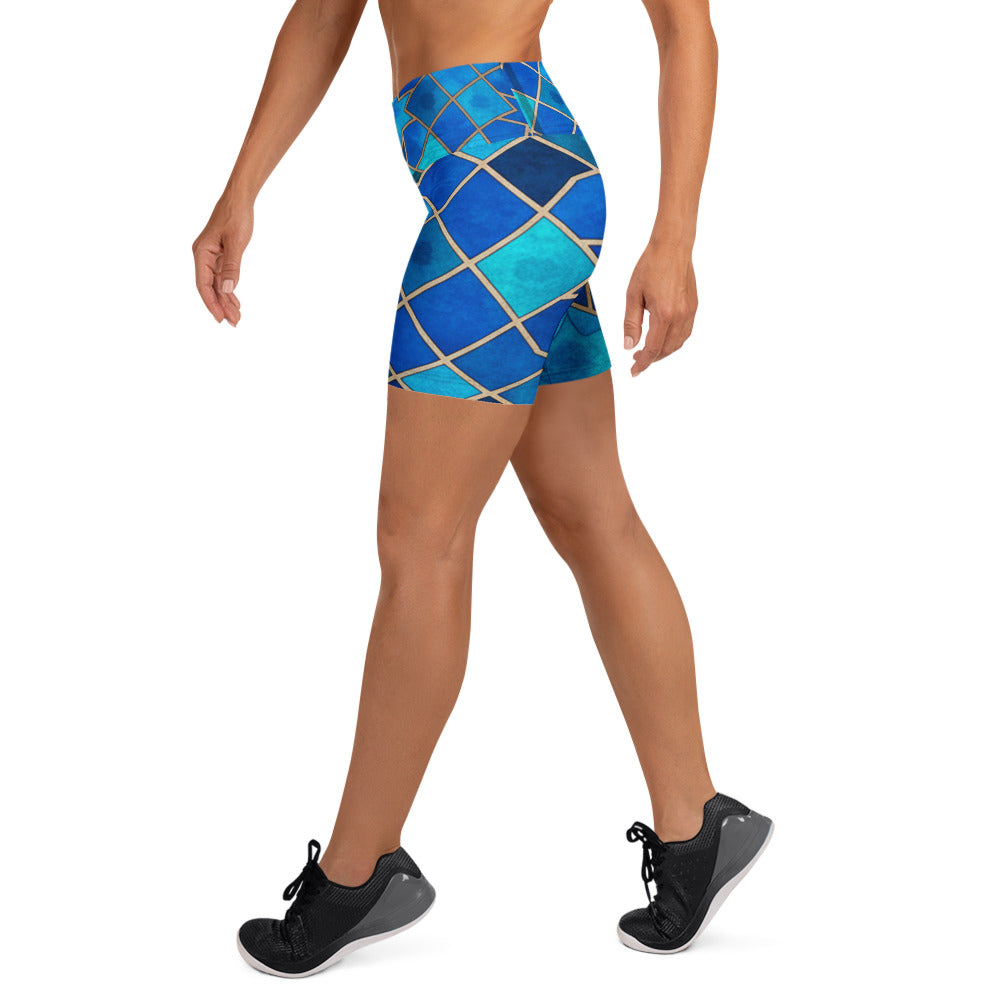 Arabic Sapphire Bronze Yoga Shorts | GearBunch