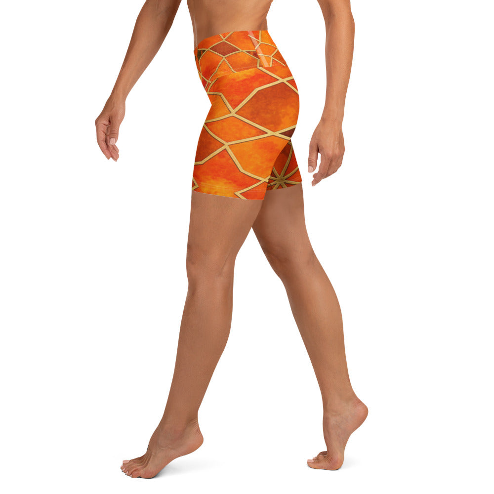 Arabic Watercolour Autumn Spice Yoga Shorts | GearBunch