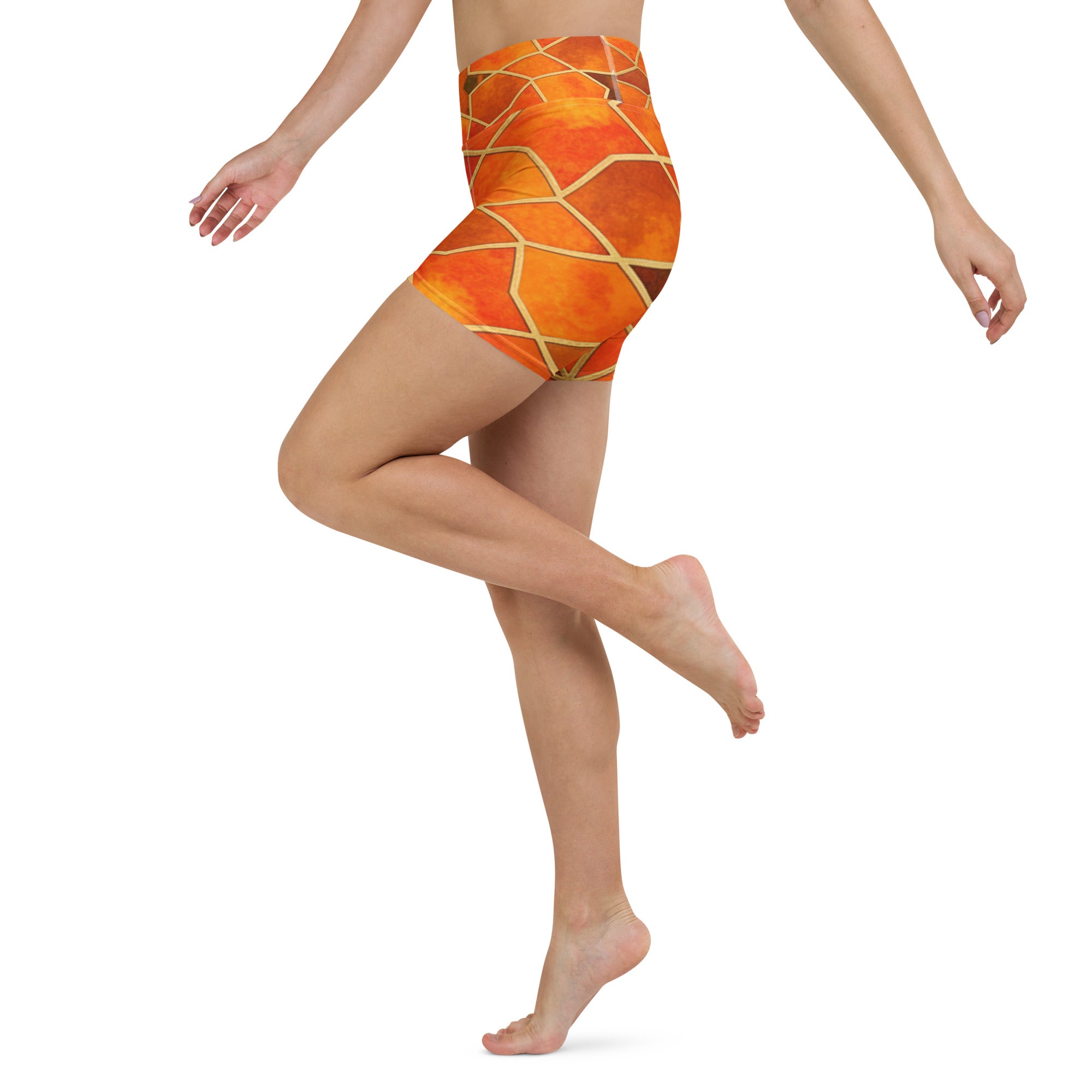 Arabic Watercolour Autumn Spice Yoga Shorts | GearBunch