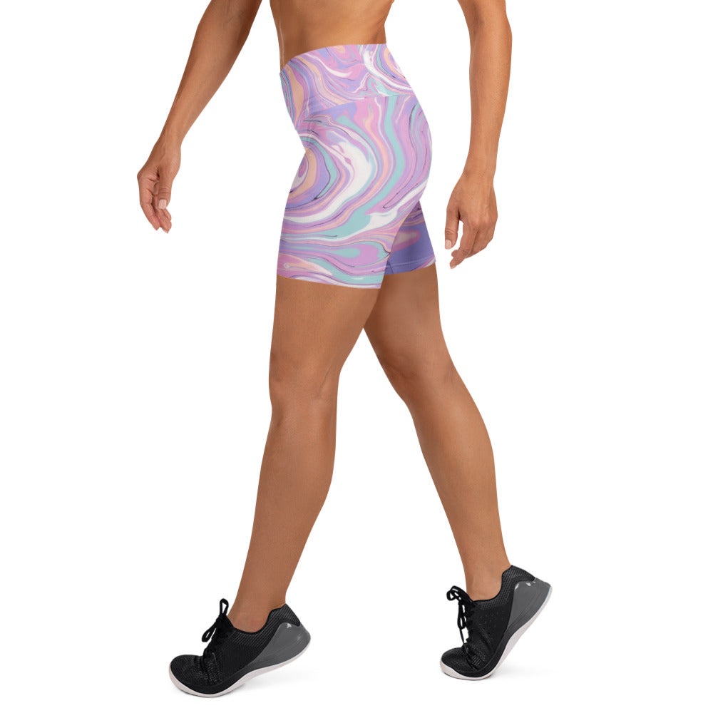 Liquid Marble Cotton Candy Yoga Shorts | GearBunch