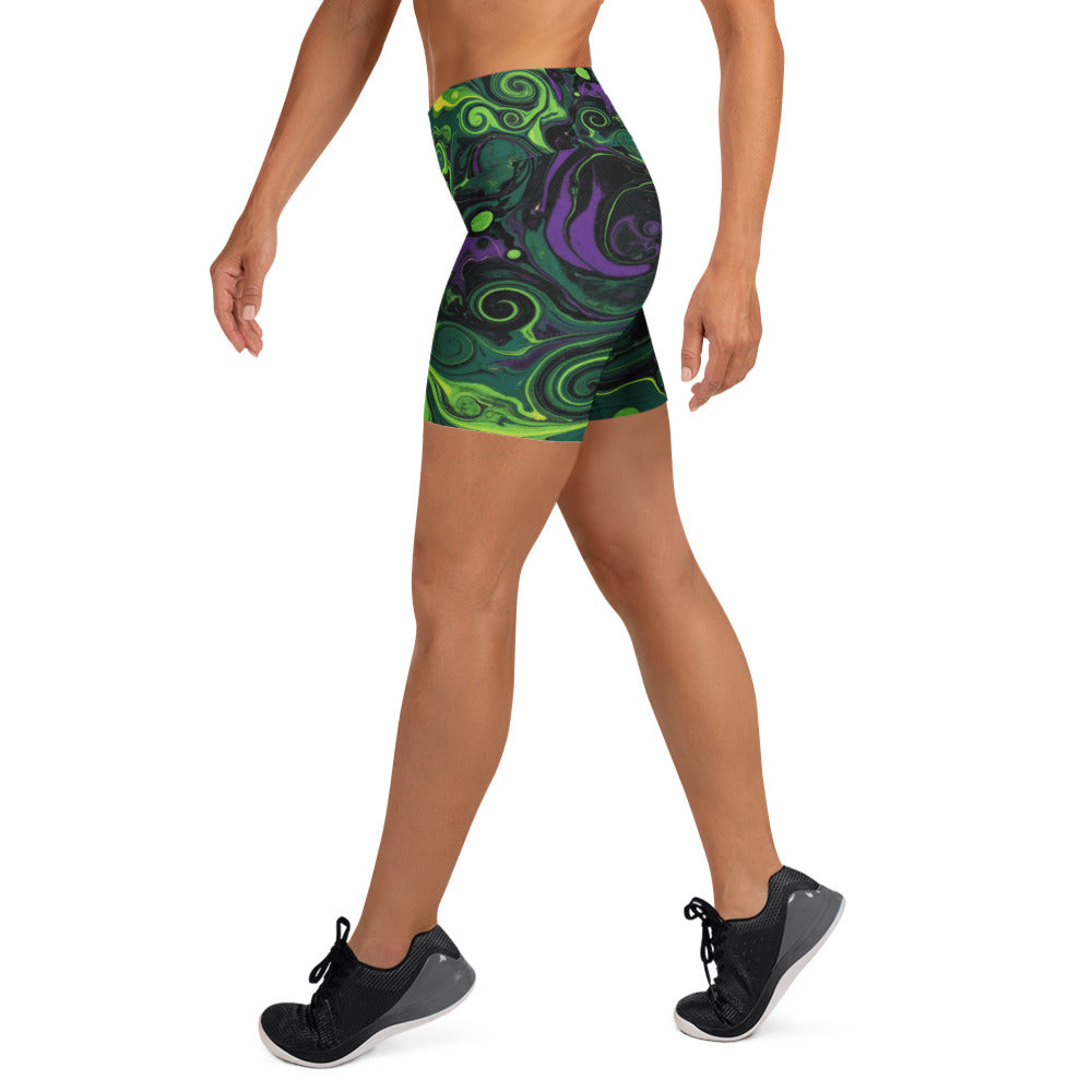 Liquid Marble Toxic Slime Yoga Shorts | GearBunch